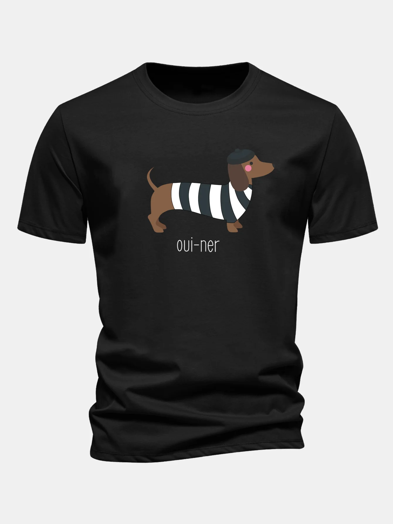 Regular Fit French Dachshund Print Cotton T-Shirt - Image 11
