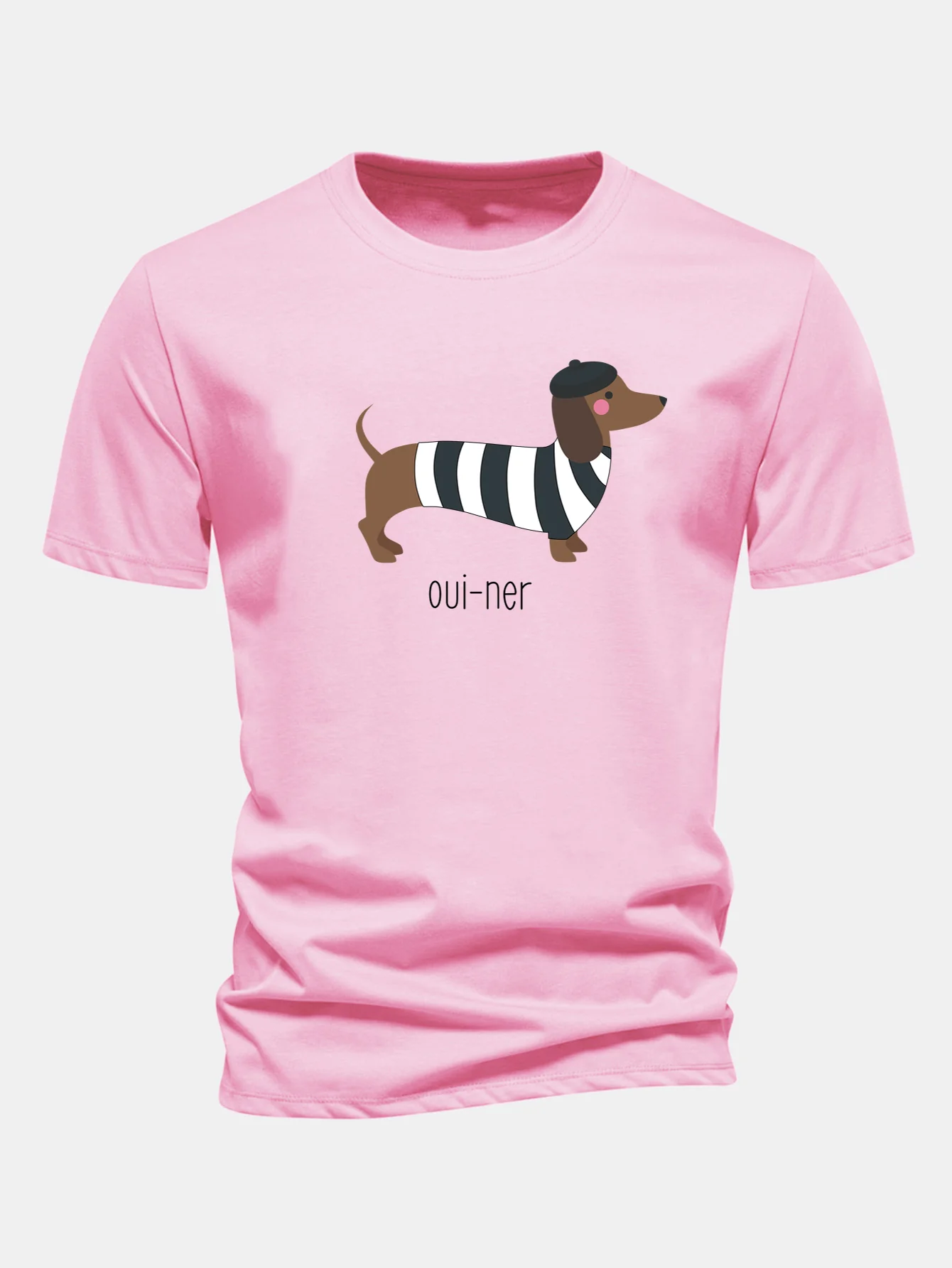Regular Fit French Dachshund Print Cotton T-Shirt - Image 3