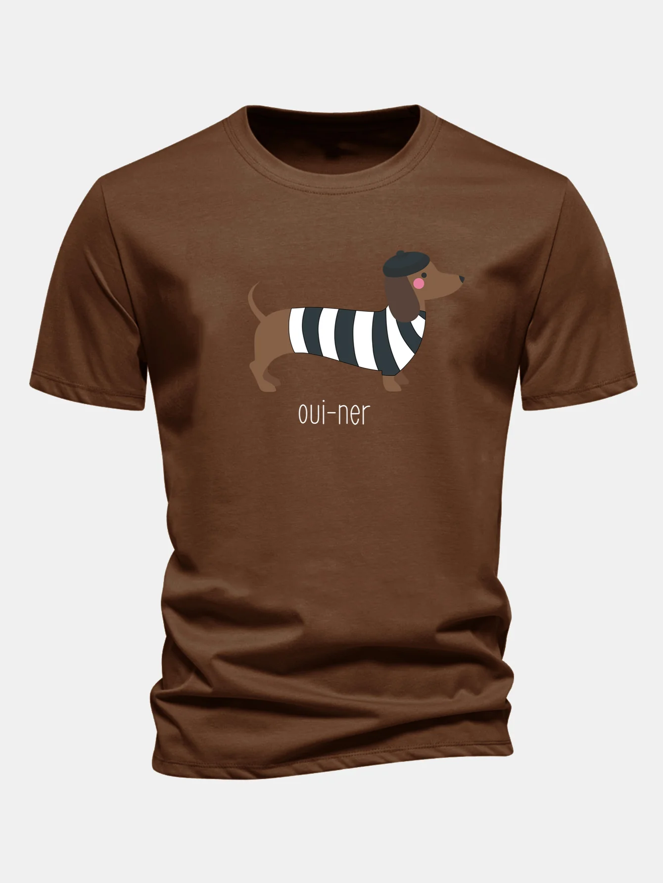 Regular Fit French Dachshund Print Cotton T-Shirt - Image 7