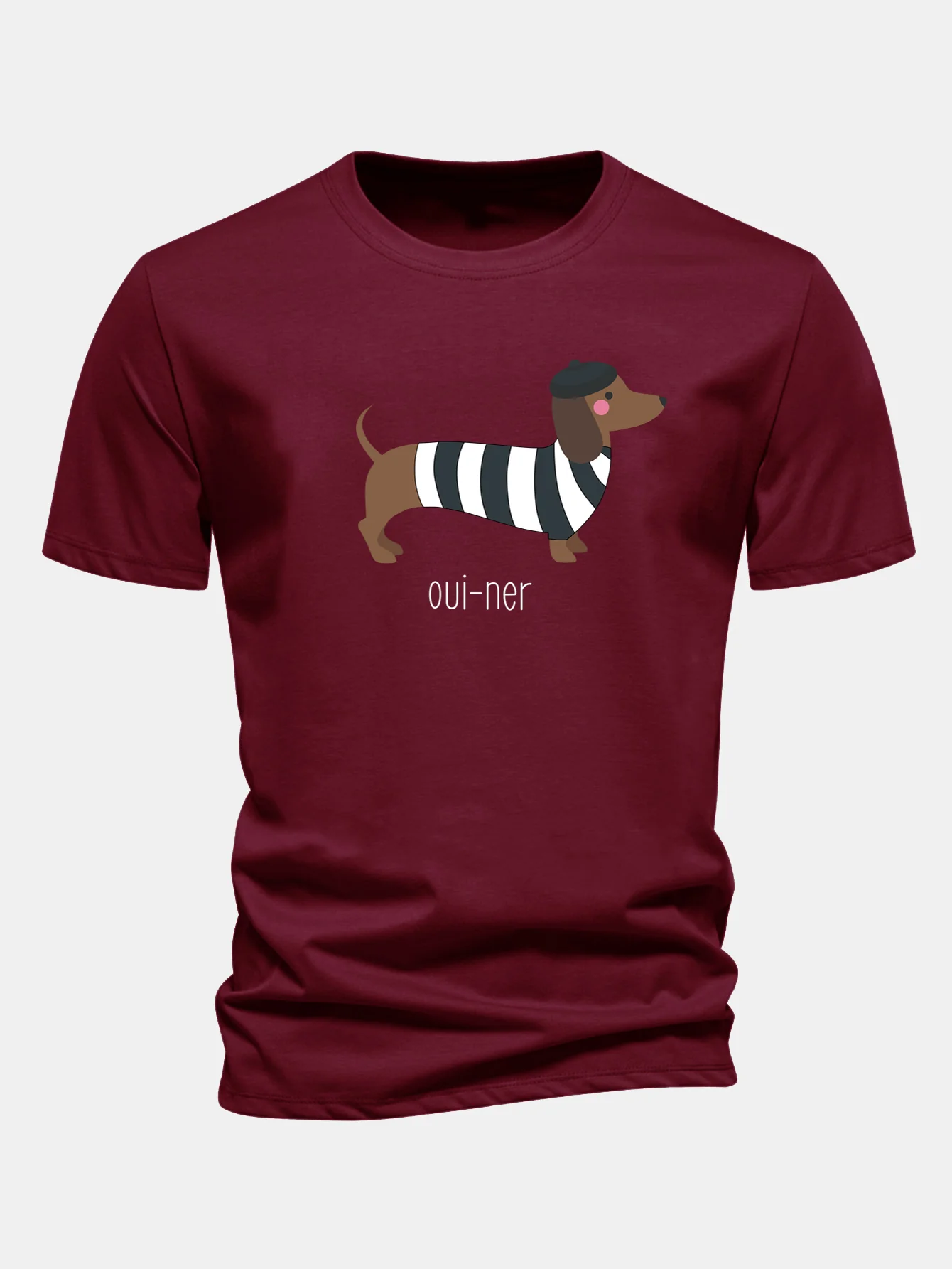 Regular Fit French Dachshund Print Cotton T-Shirt - Image 9