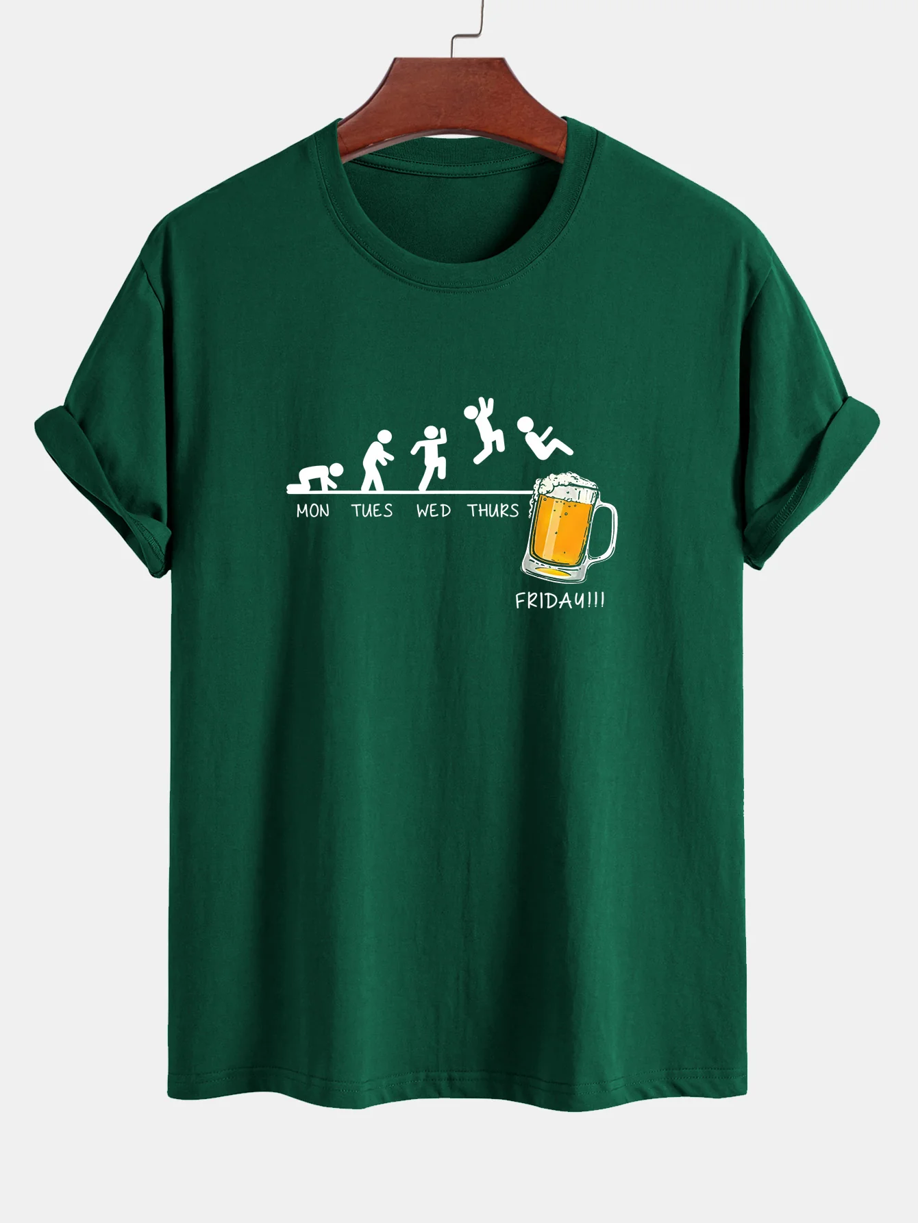 Regular Fit Lustiges Wöchentliches Evolution Print Baumwoll-T-Shirt - Image 11