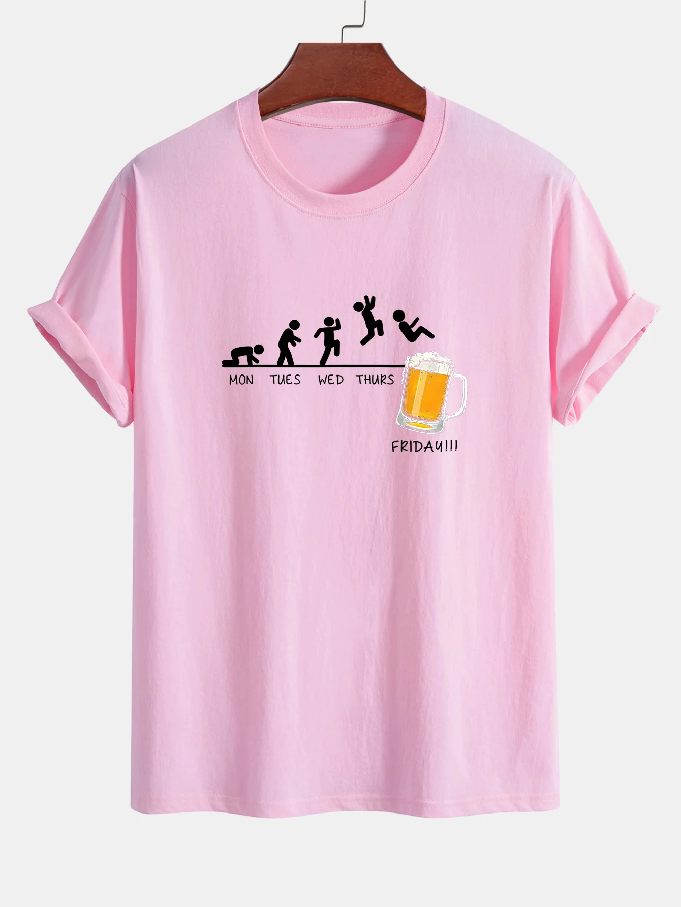Regular Fit Lustiges Wöchentliches Evolution Print Baumwoll-T-Shirt - Image 12