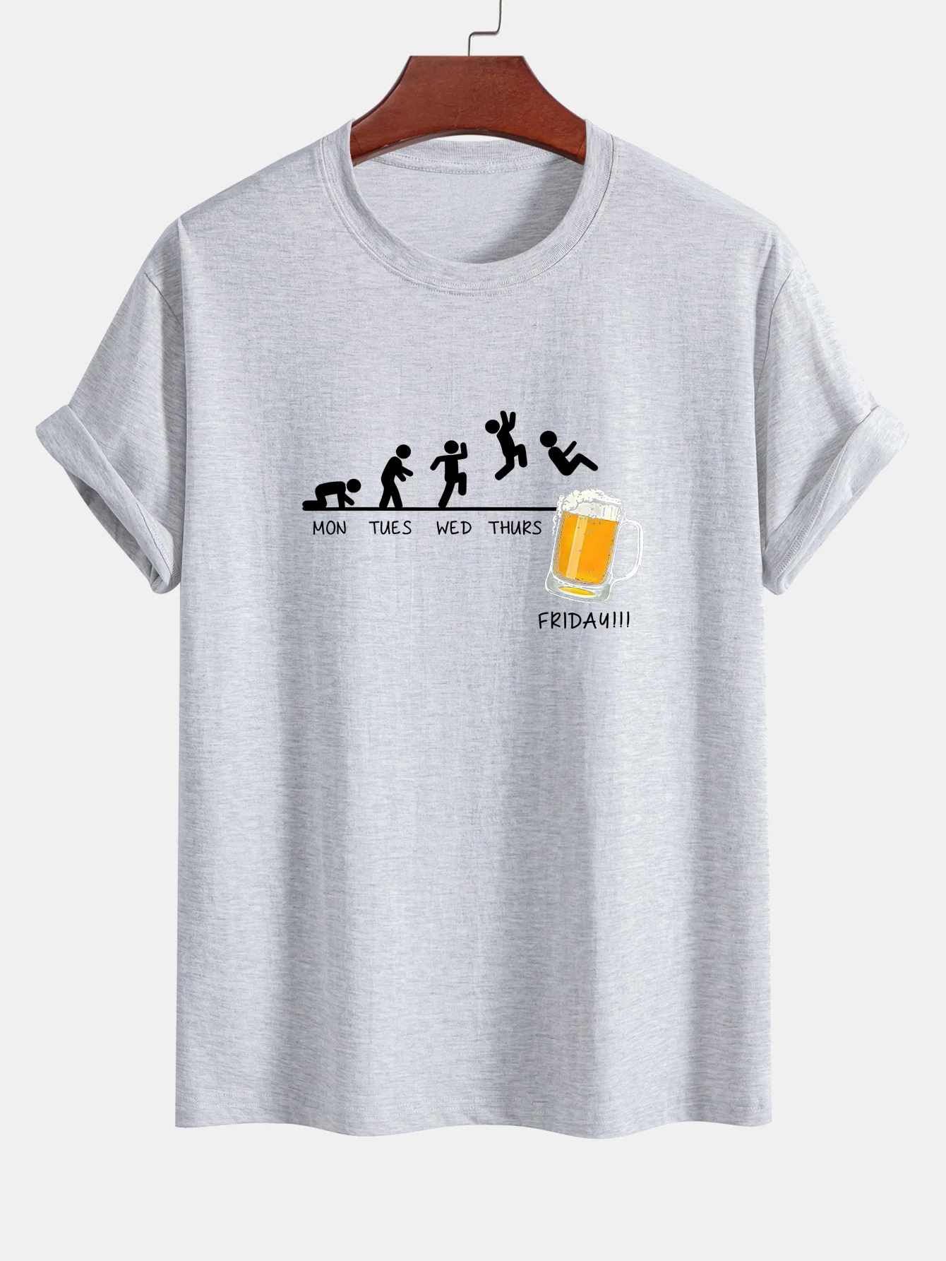 Regular Fit Lustiges Wöchentliches Evolution Print Baumwoll-T-Shirt - Image 13