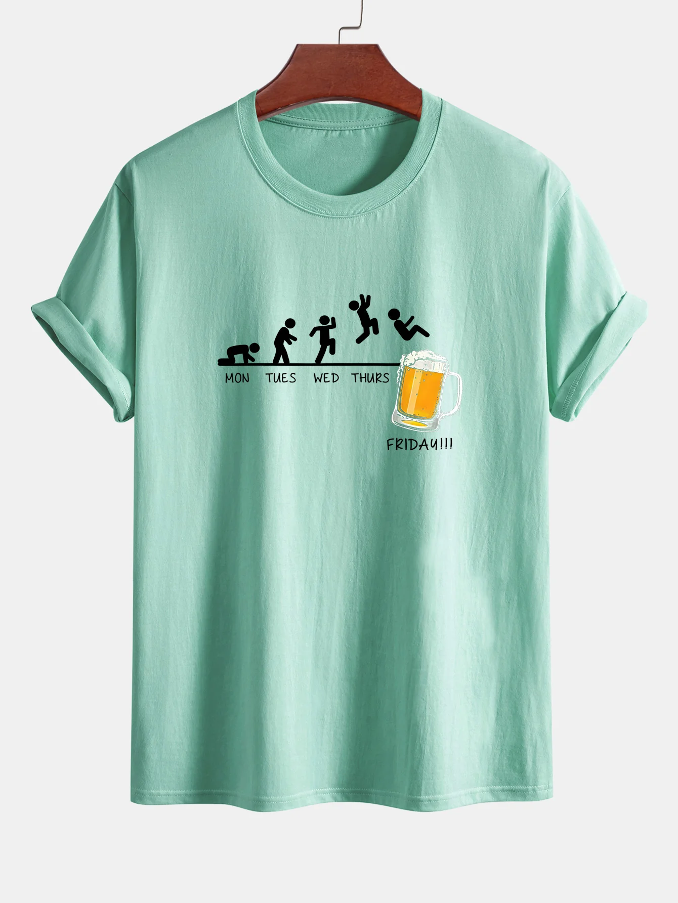 Regular Fit Lustiges Wöchentliches Evolution Print Baumwoll-T-Shirt - Image 14
