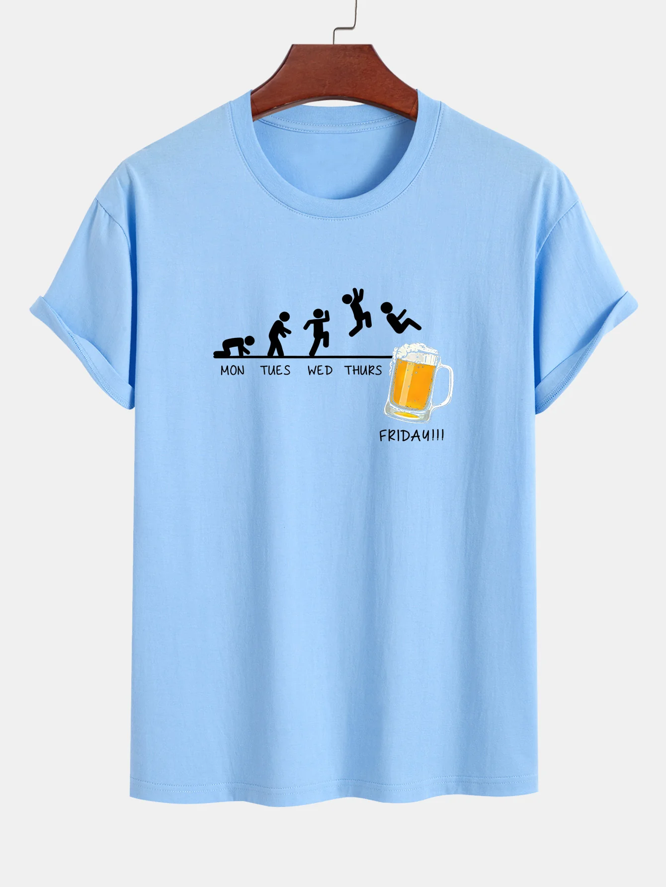 Regular Fit Lustiges Wöchentliches Evolution Print Baumwoll-T-Shirt - Image 15