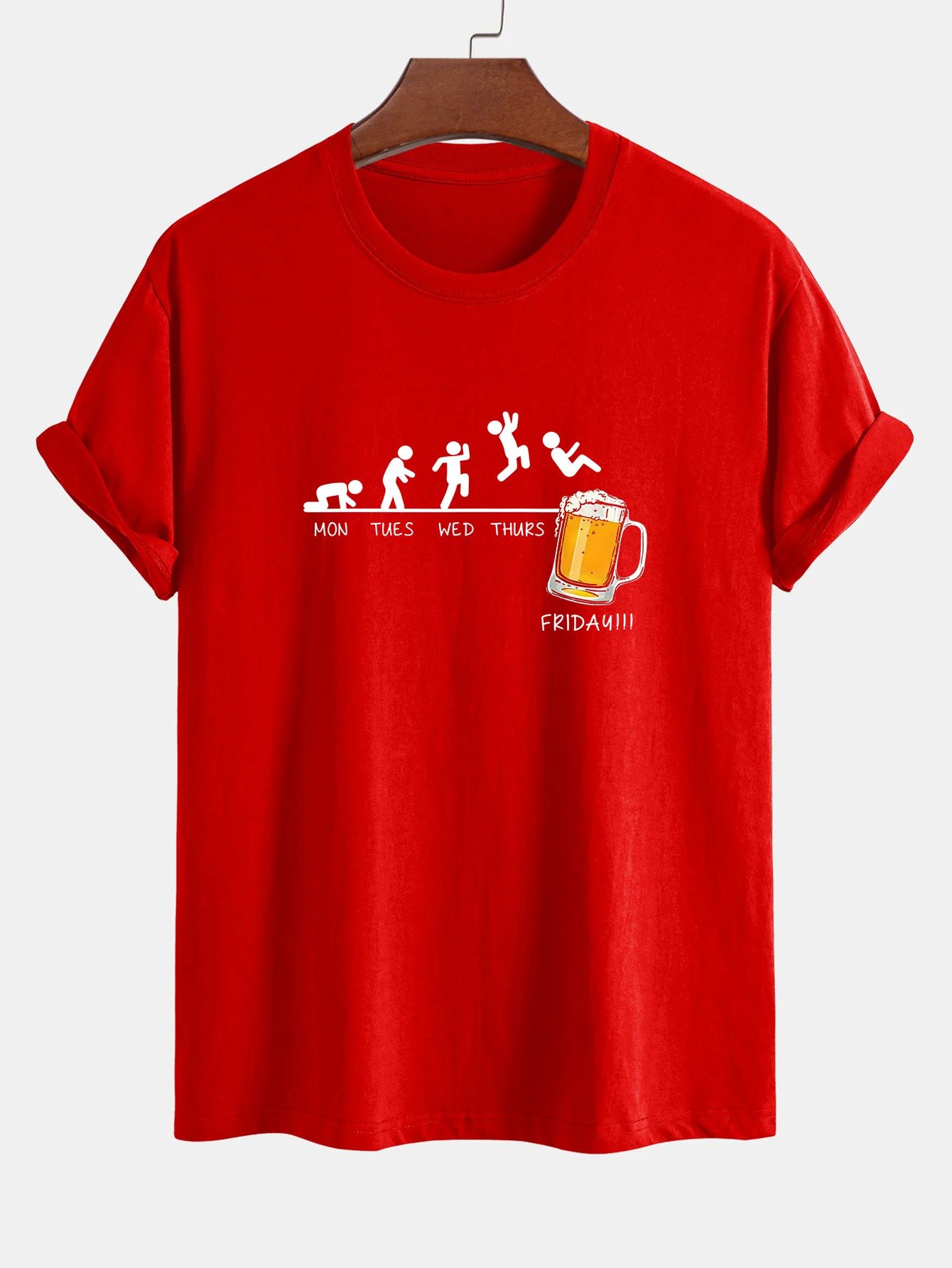 Regular Fit Lustiges Wöchentliches Evolution Print Baumwoll-T-Shirt - Image 16