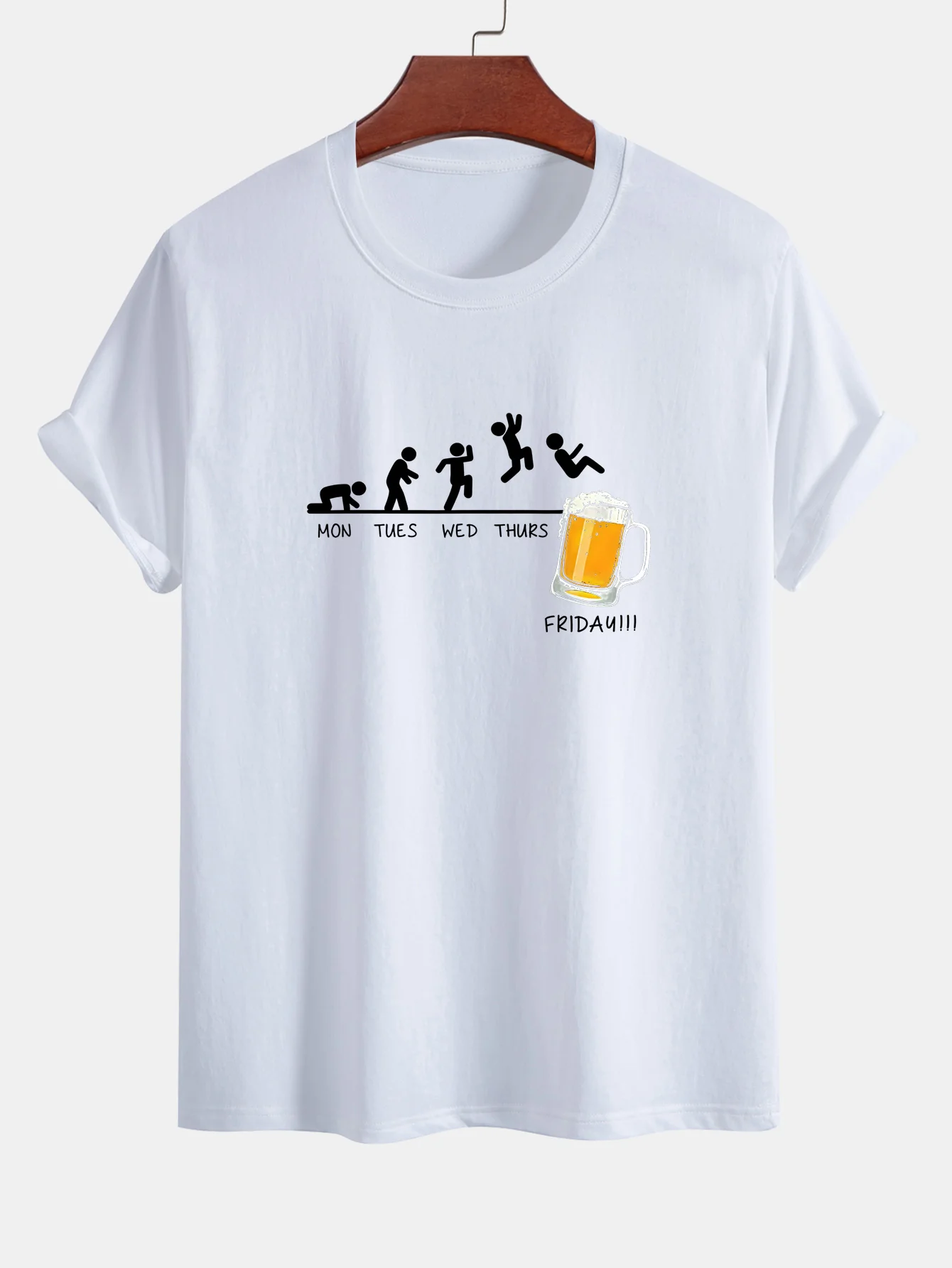 Regular Fit Lustiges Wöchentliches Evolution Print Baumwoll-T-Shirt - Image 2