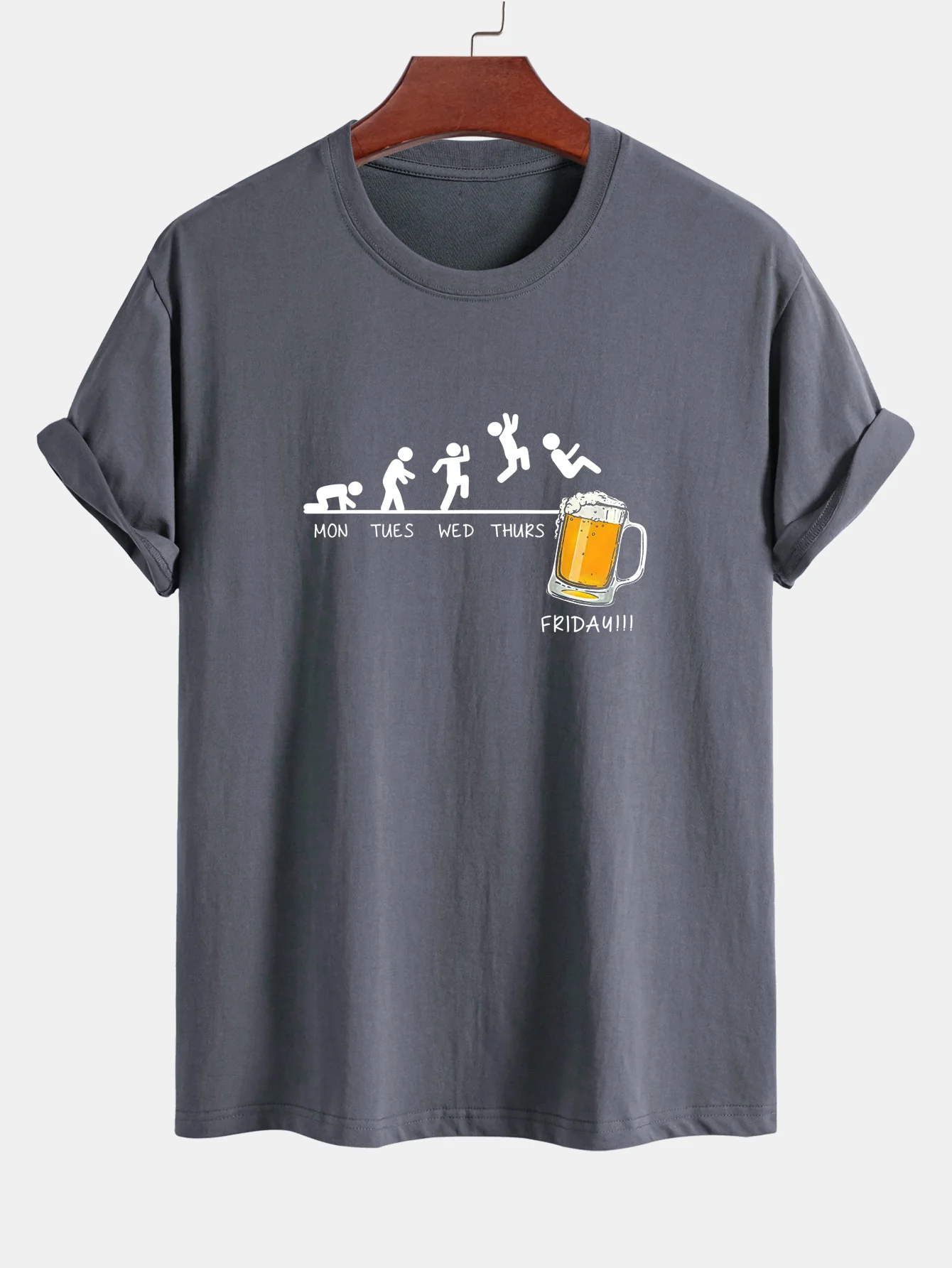 Regular Fit Lustiges Wöchentliches Evolution Print Baumwoll-T-Shirt - Image 3