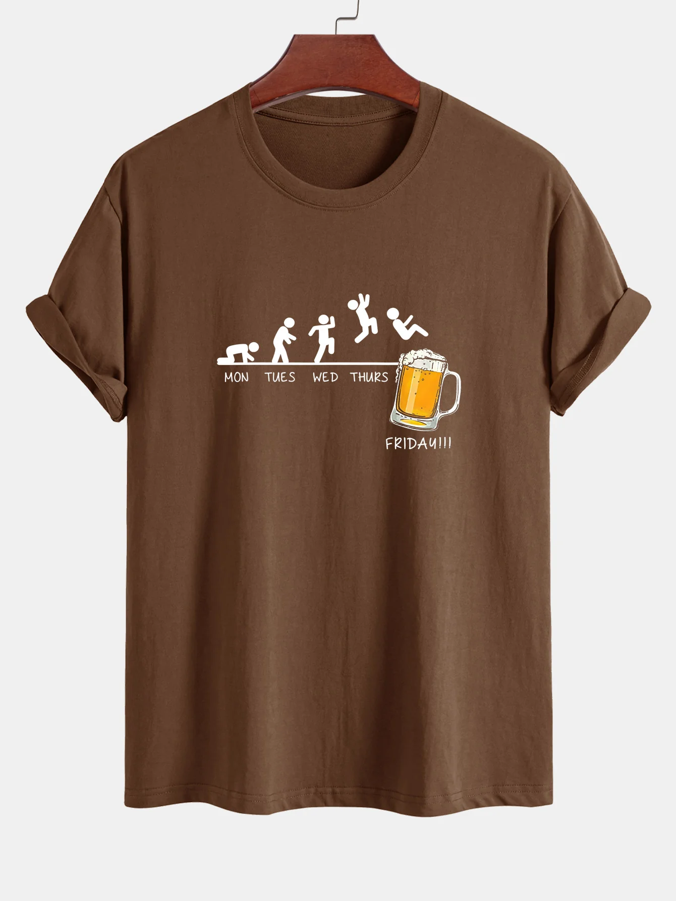 Regular Fit Lustiges Wöchentliches Evolution Print Baumwoll-T-Shirt - Image 4