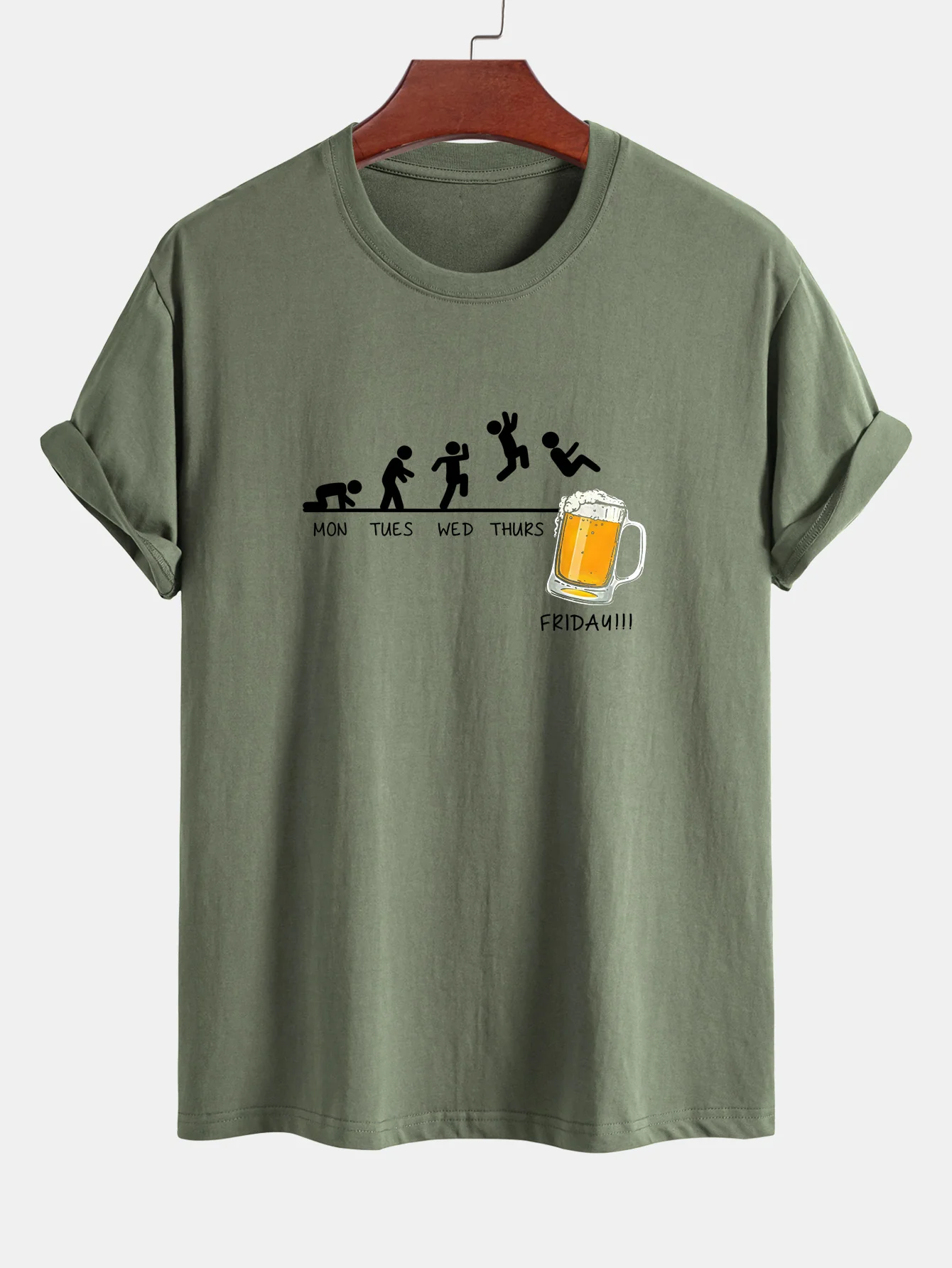 Regular Fit Lustiges Wöchentliches Evolution Print Baumwoll-T-Shirt - Image 5