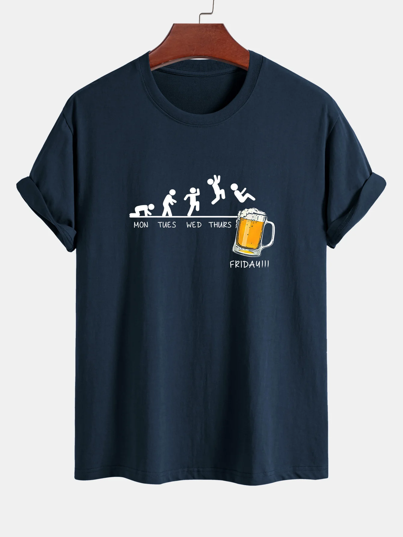 Regular Fit Lustiges Wöchentliches Evolution Print Baumwoll-T-Shirt - Image 6