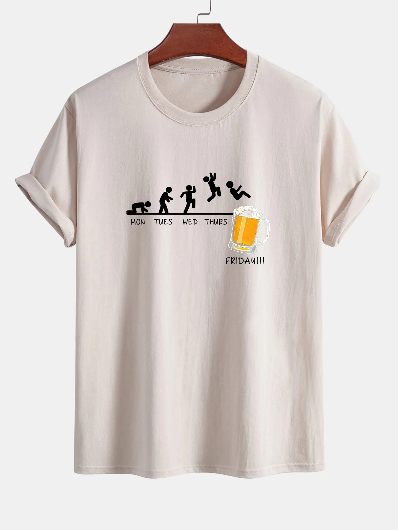 Regular Fit Lustiges Wöchentliches Evolution Print Baumwoll-T-Shirt - Image 7