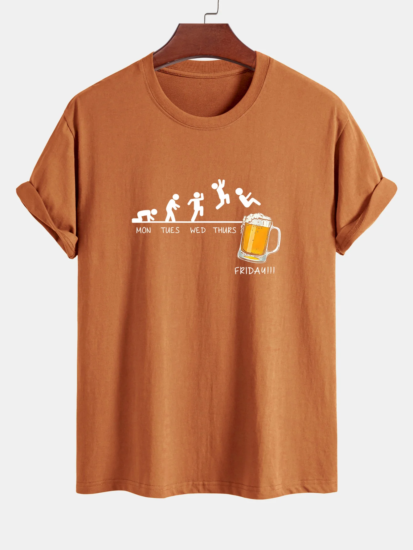 Regular Fit Lustiges Wöchentliches Evolution Print Baumwoll-T-Shirt - Image 8