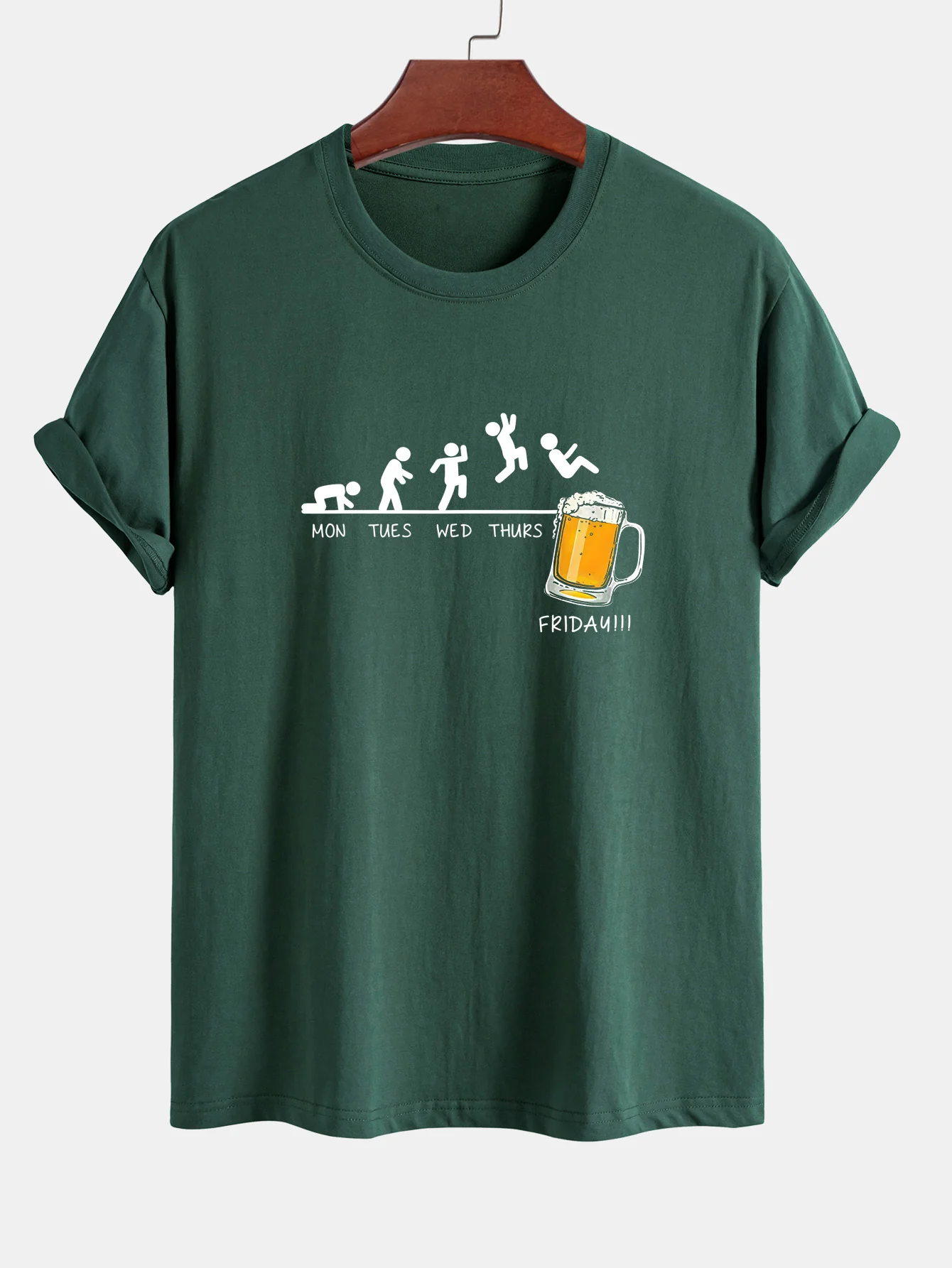 Regular Fit Lustiges Wöchentliches Evolution Print Baumwoll-T-Shirt - Image 9