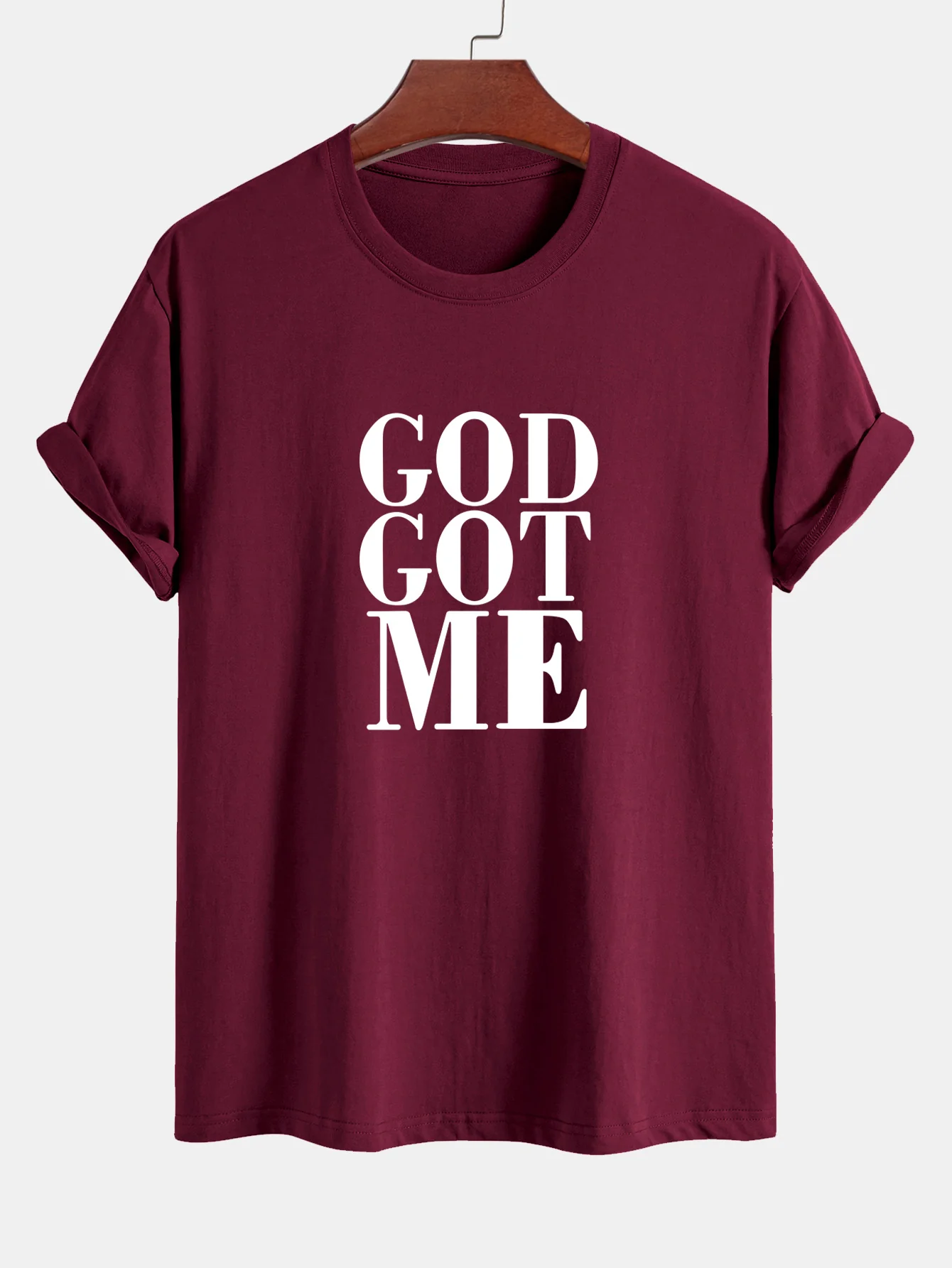 Reguläre Passform God Got Me Print Baumwoll-T-Shirt - Image 10
