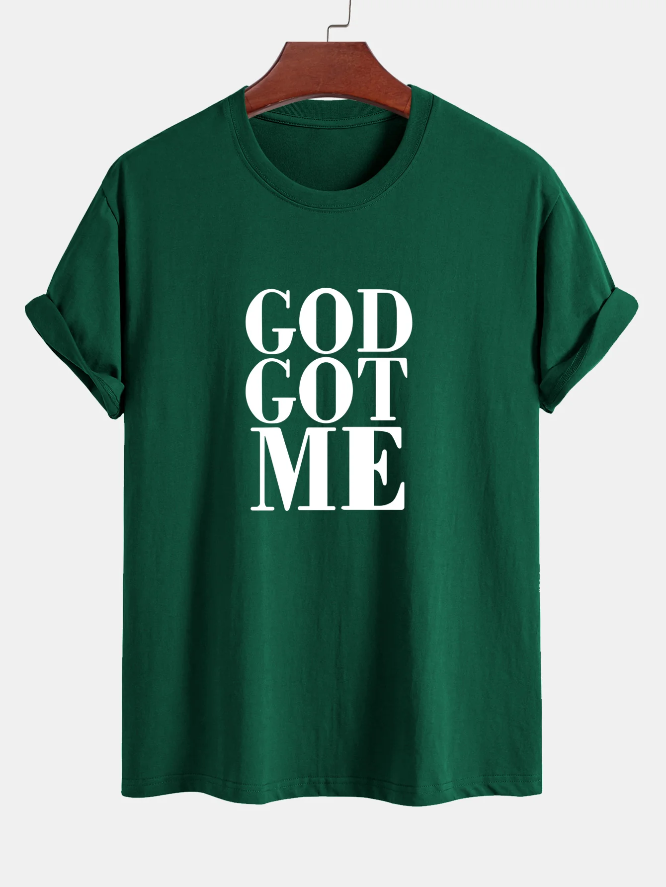 Reguläre Passform God Got Me Print Baumwoll-T-Shirt - Image 11