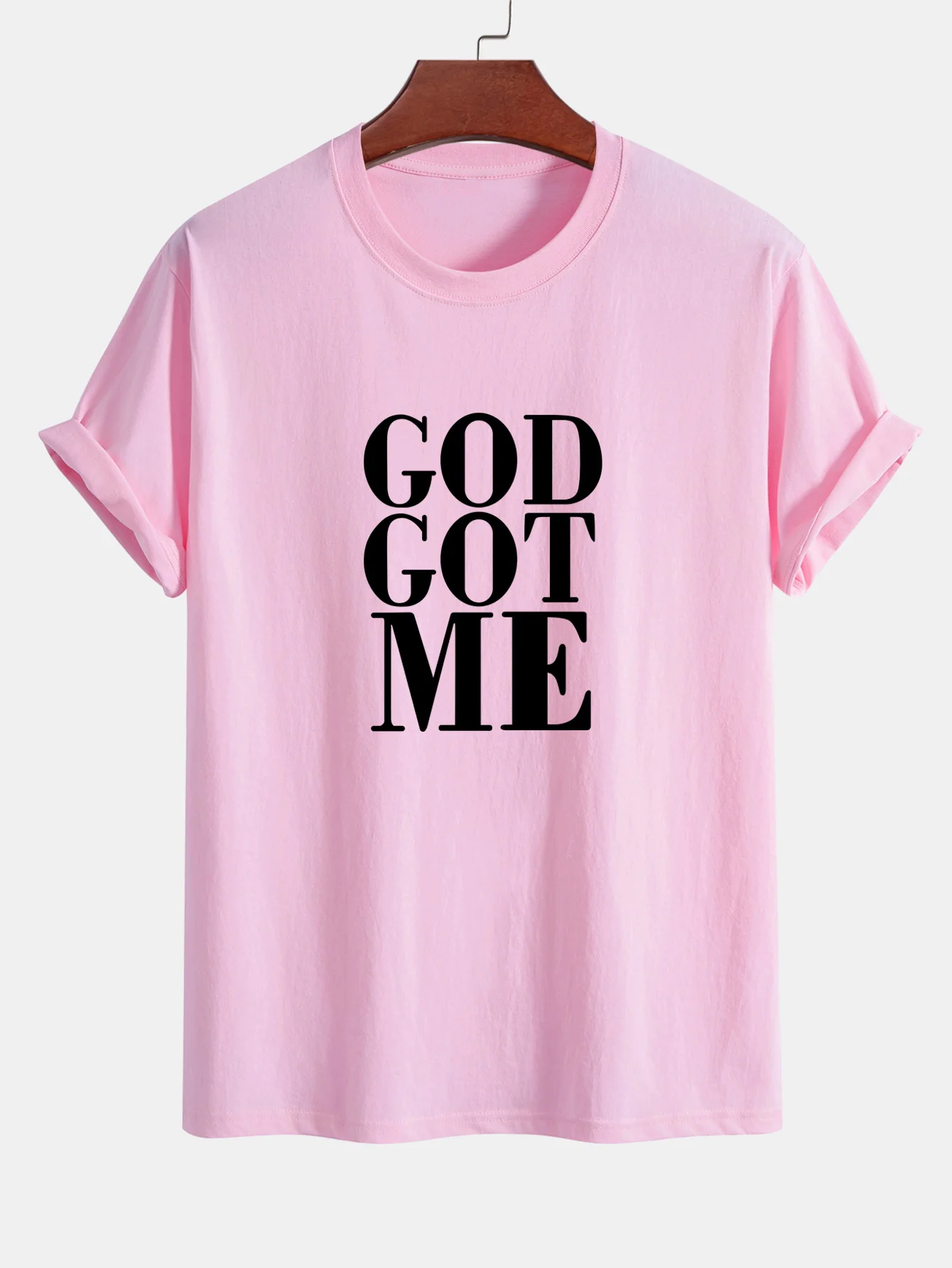 Reguläre Passform God Got Me Print Baumwoll-T-Shirt - Image 12