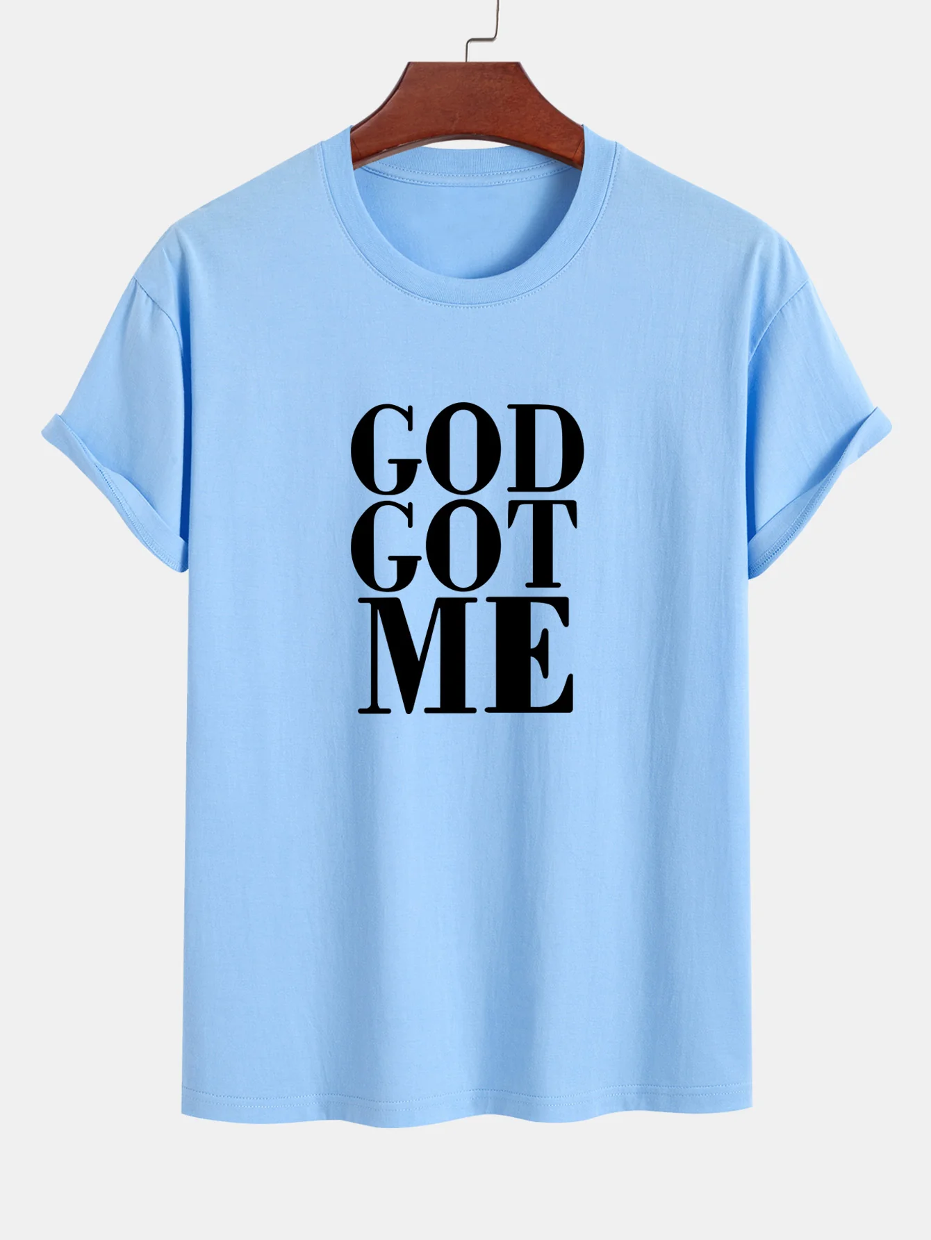 Reguläre Passform God Got Me Print Baumwoll-T-Shirt - Image 15