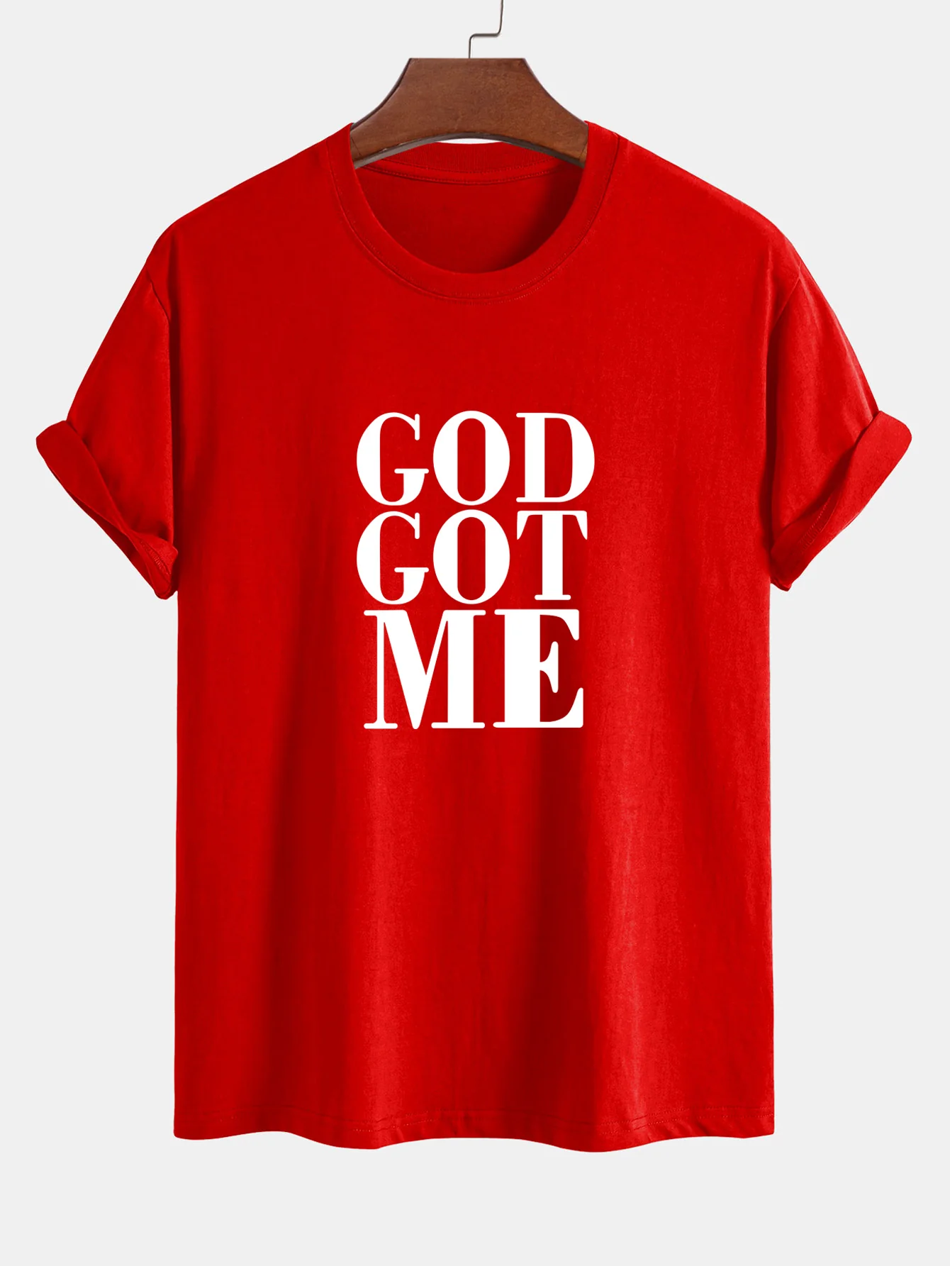 Reguläre Passform God Got Me Print Baumwoll-T-Shirt - Image 16