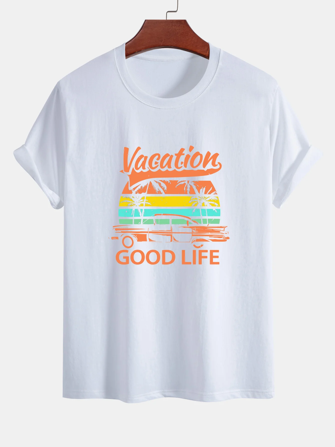 Reguläre Passform Good Life On Vacation Print Baumwoll-T-Shirt - Image 3