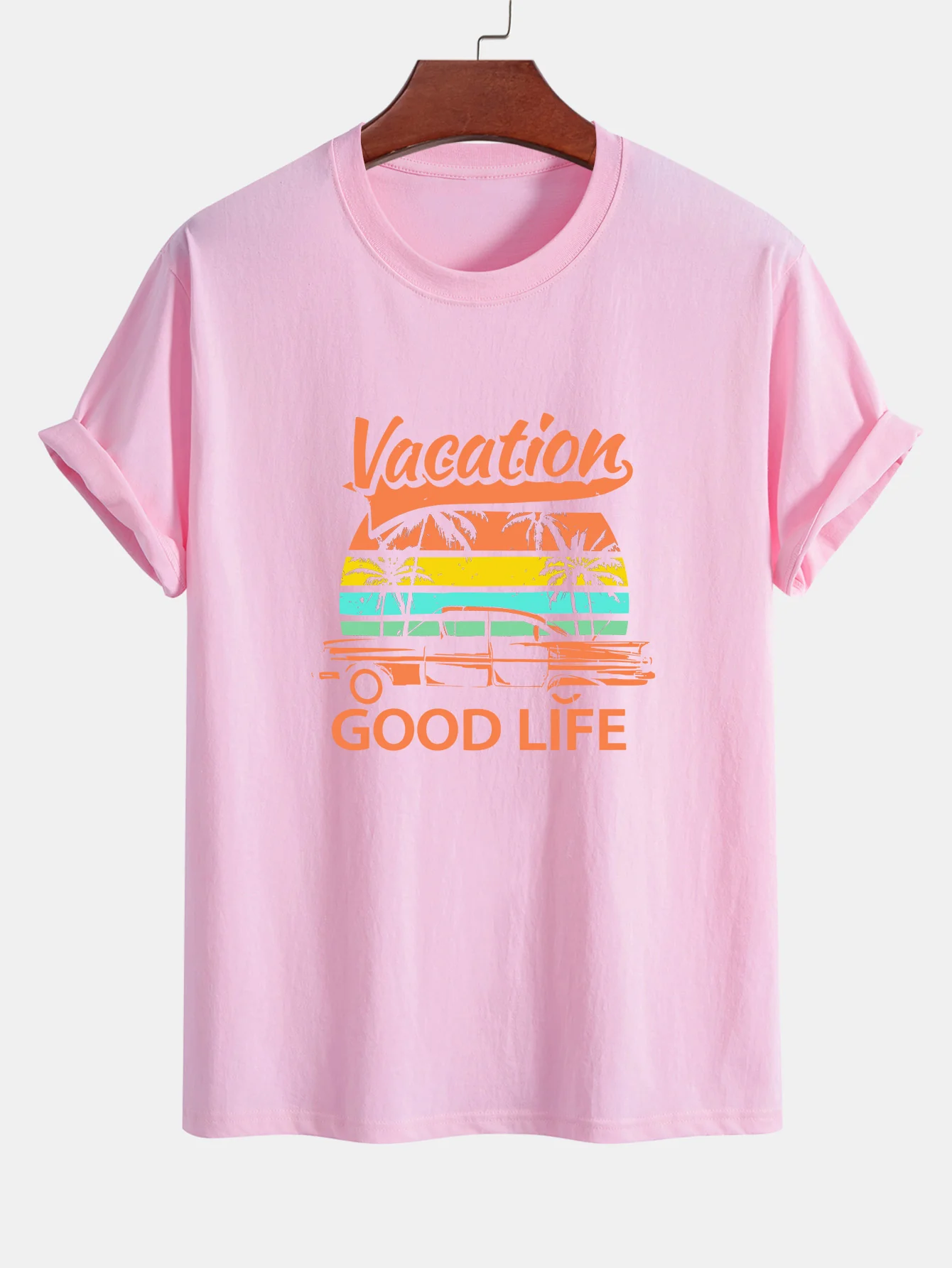 Reguläre Passform Good Life On Vacation Print Baumwoll-T-Shirt - Image 4