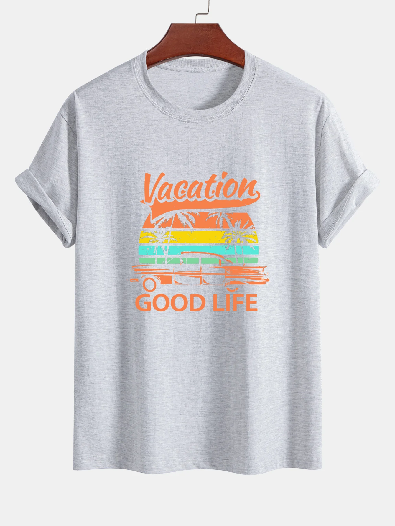 Reguläre Passform Good Life On Vacation Print Baumwoll-T-Shirt - Image 5