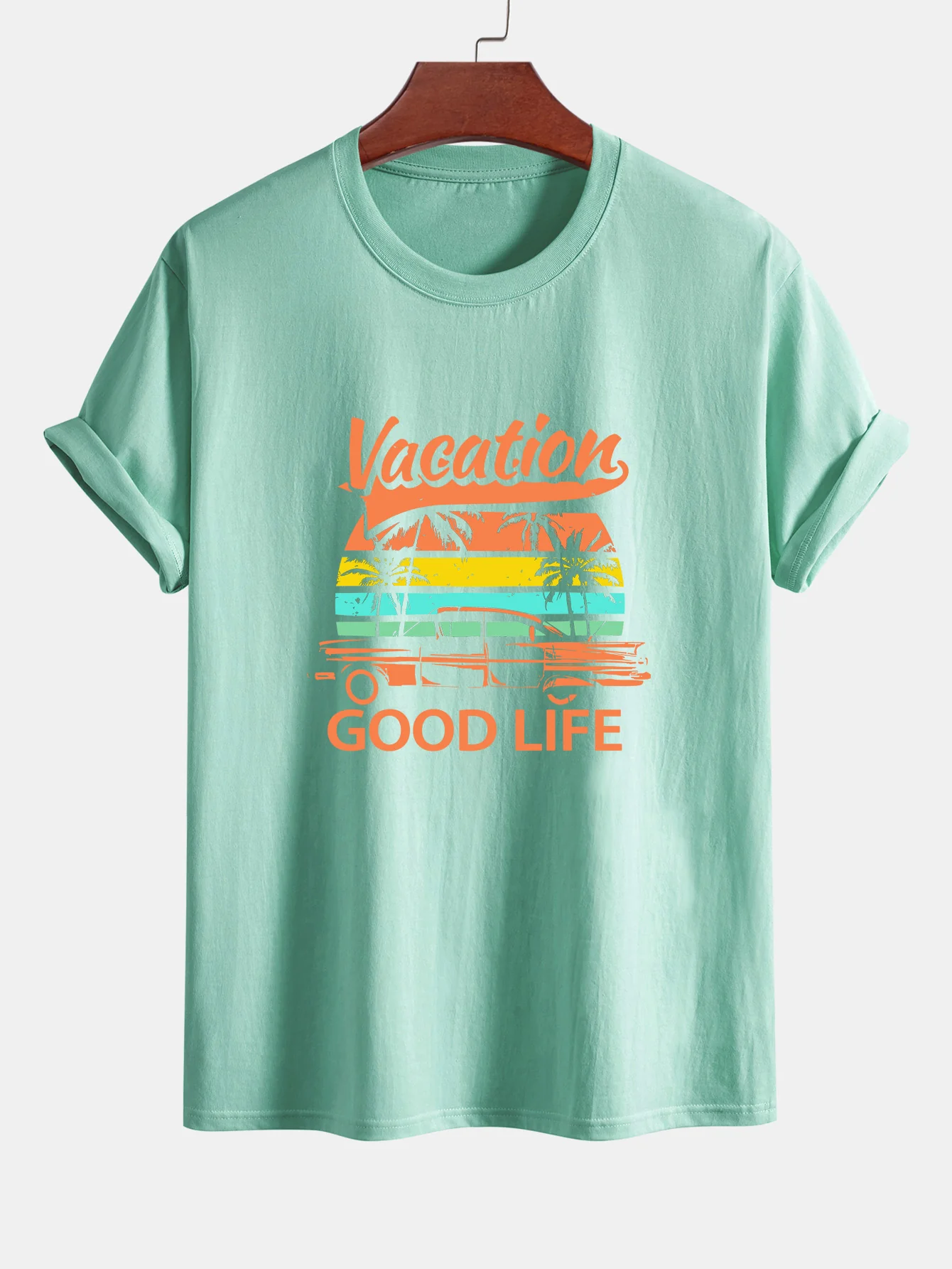 Reguläre Passform Good Life On Vacation Print Baumwoll-T-Shirt - Image 6