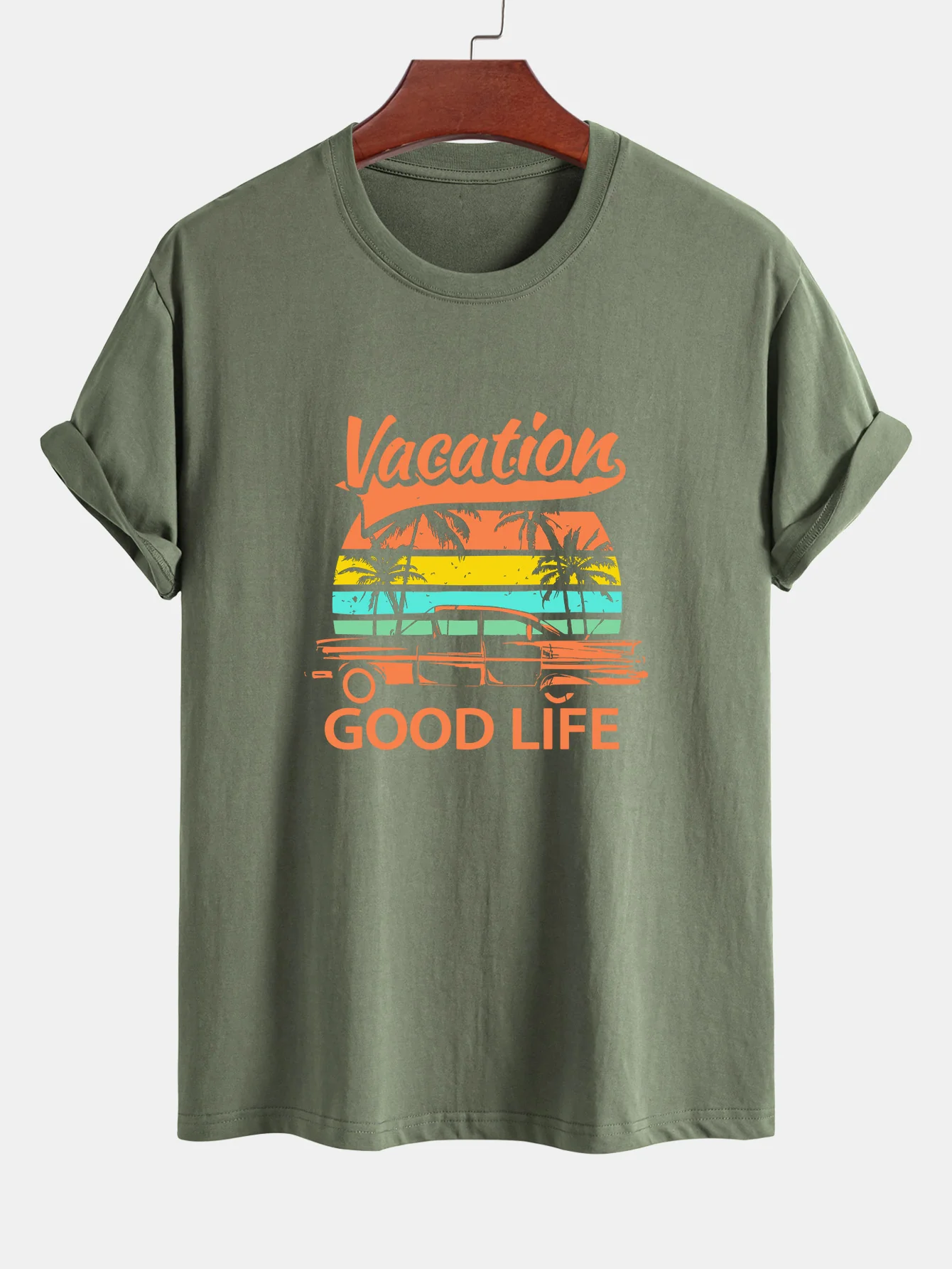 Reguläre Passform Good Life On Vacation Print Baumwoll-T-Shirt - Image 8