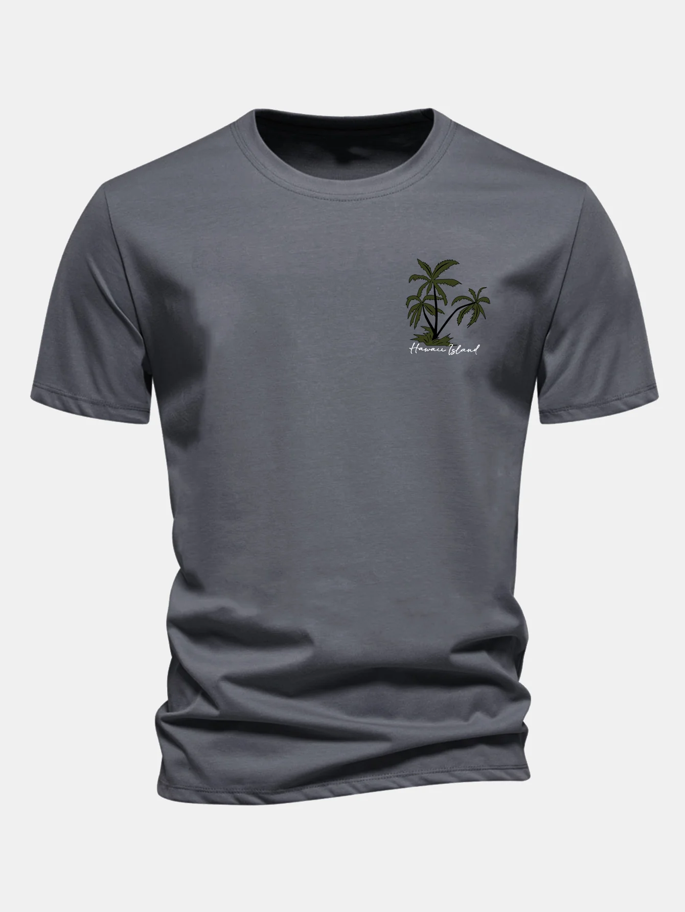 Regular Fit Hawaii Lsland Palm Tree Print Cotton T-Shirt - Image 10