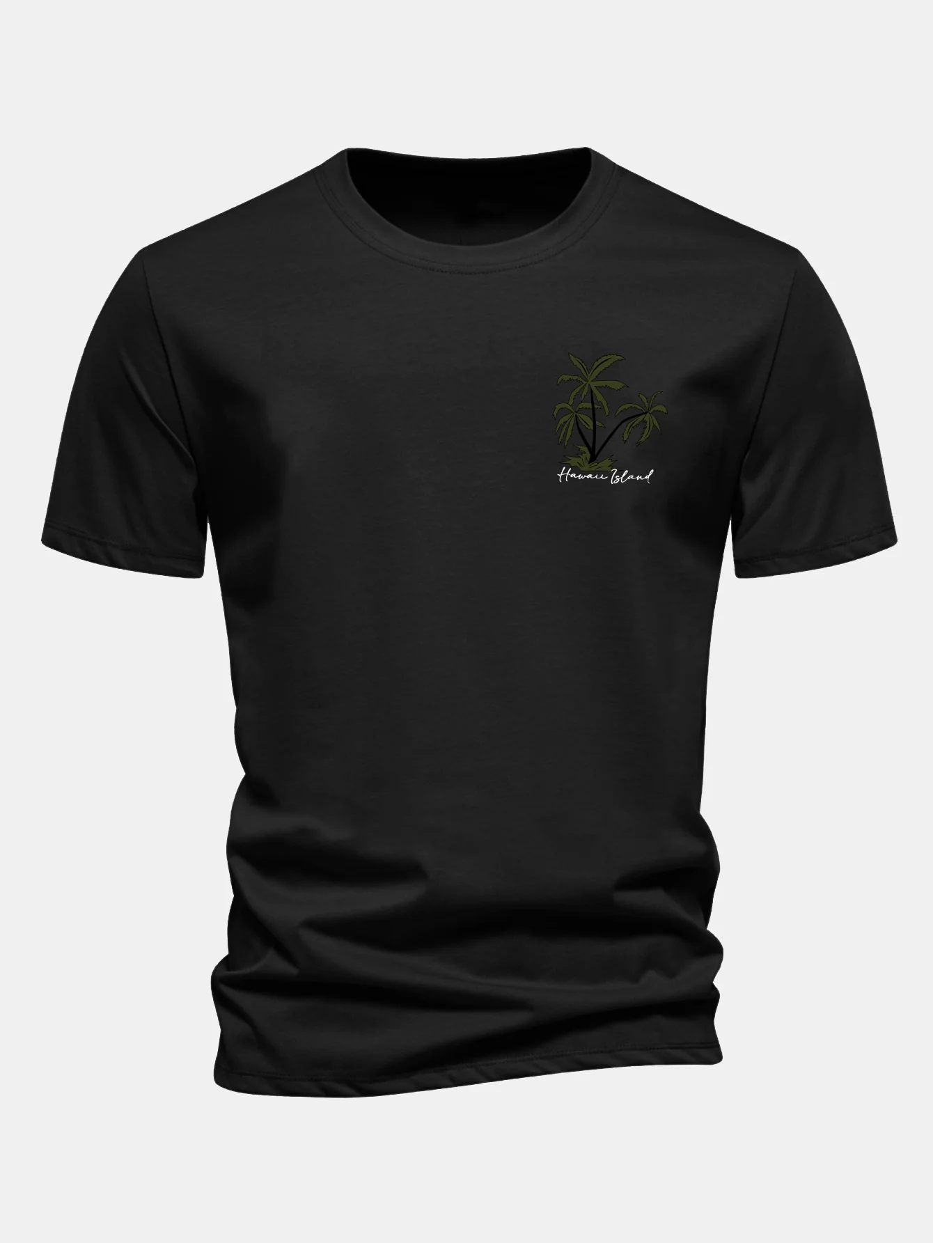 Regular Fit Hawaii Lsland Palm Tree Print Cotton T-Shirt - Image 11