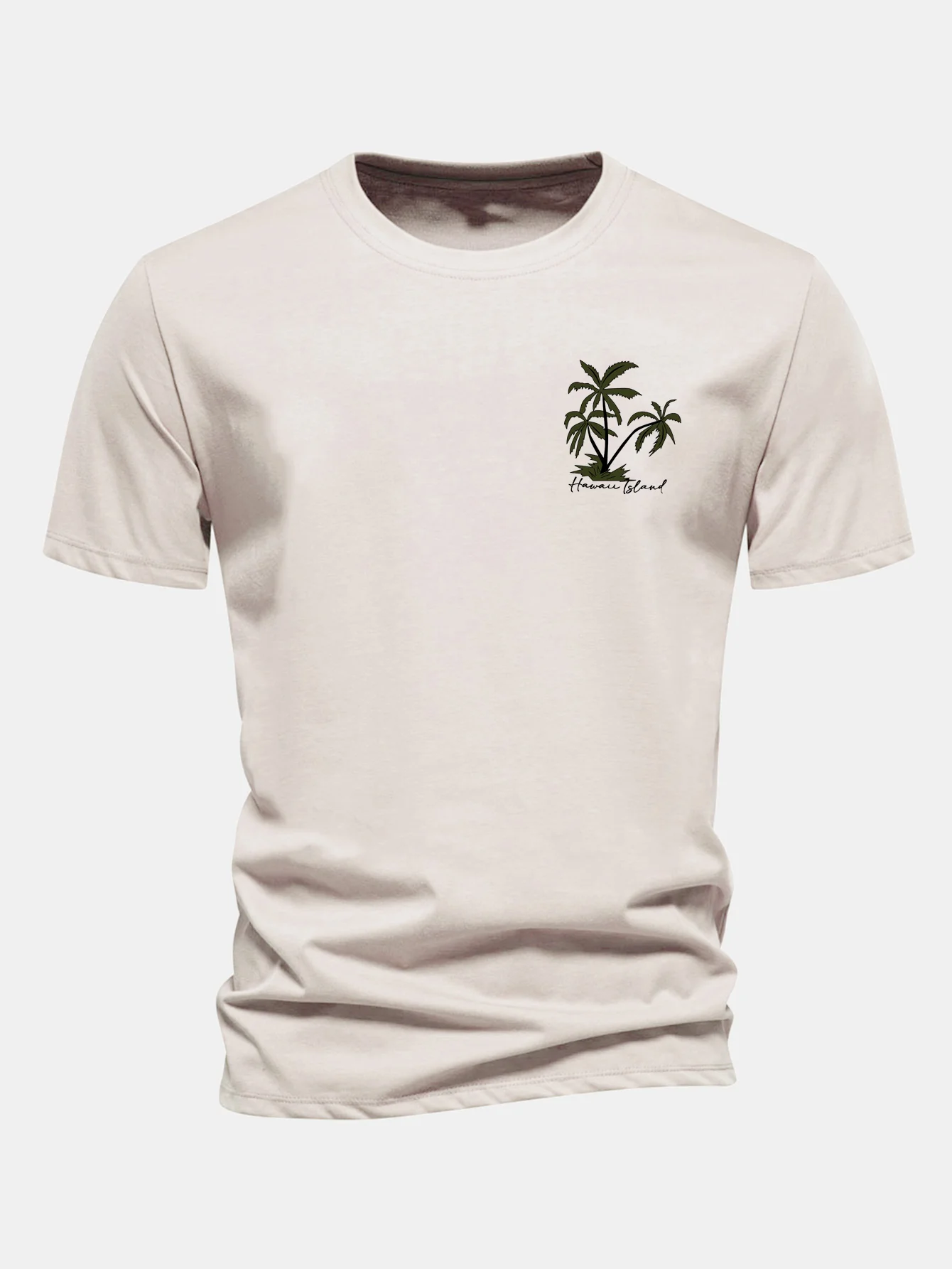 Regular Fit Hawaii Lsland Palm Tree Print Cotton T-Shirt - Image 2