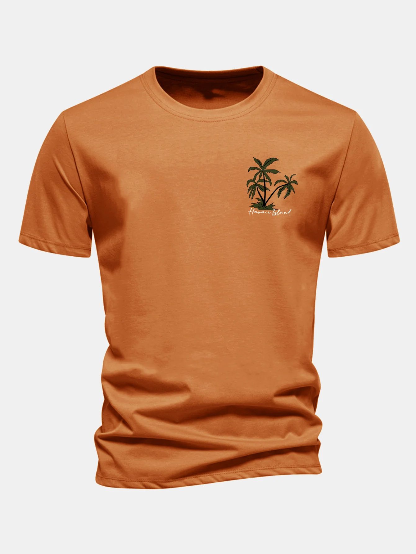 Regular Fit Hawaii Lsland Palm Tree Print Cotton T-Shirt - Image 5