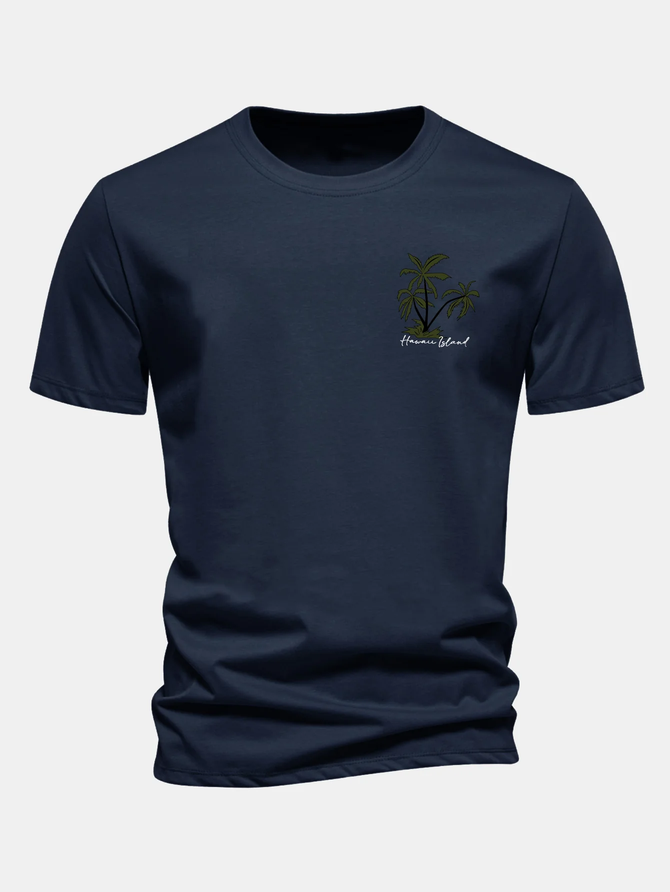 Regular Fit Hawaii Lsland Palm Tree Print Cotton T-Shirt - Image 6