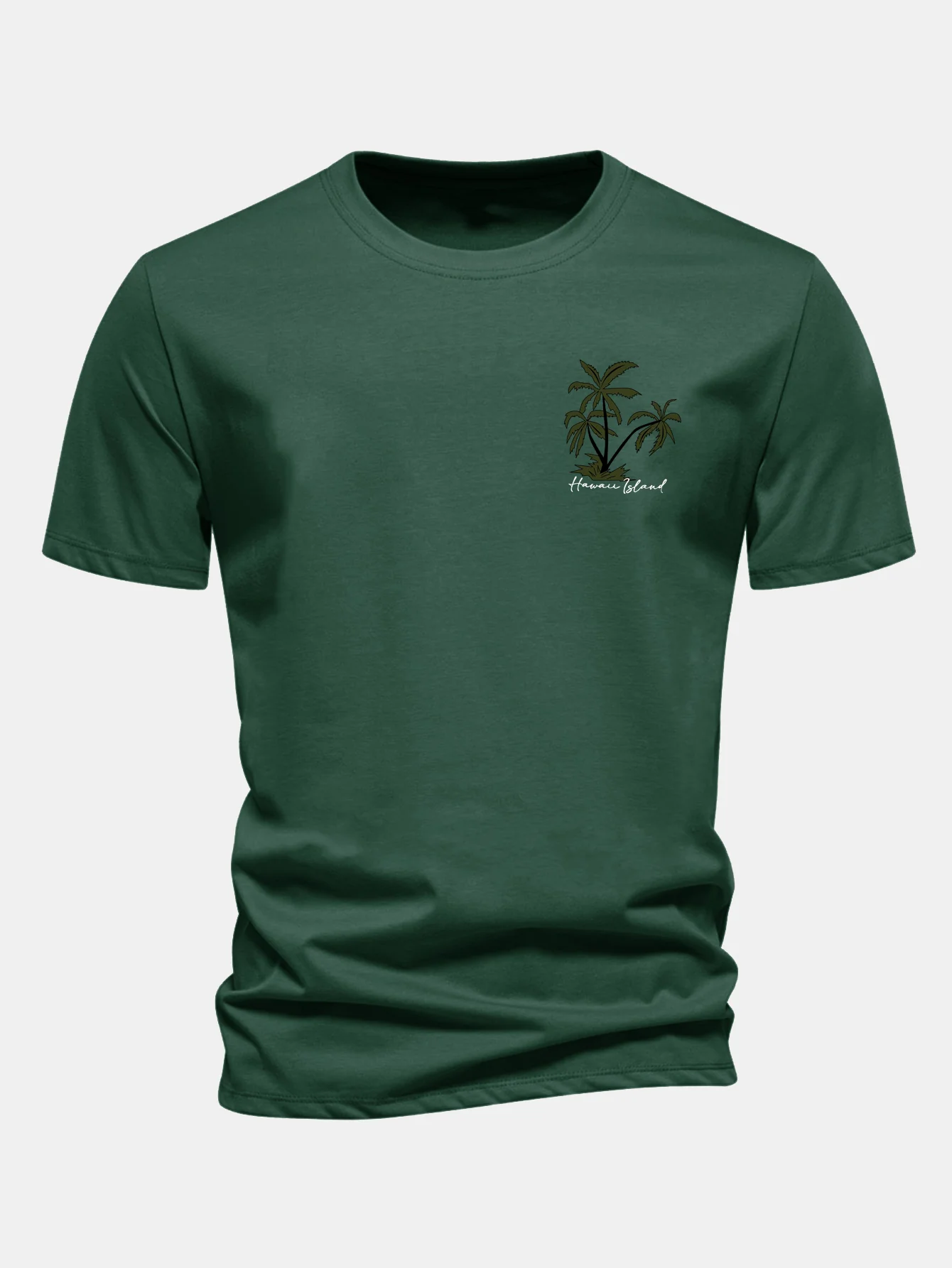 Regular Fit Hawaii Lsland Palm Tree Print Cotton T-Shirt - Image 8