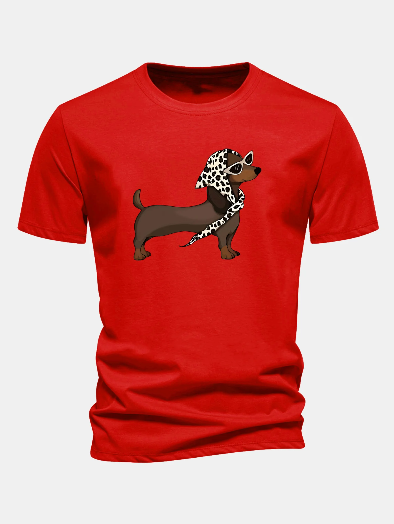 Regular Fit Headscarf Dachshund Print Cotton T-Shirt - Image 12