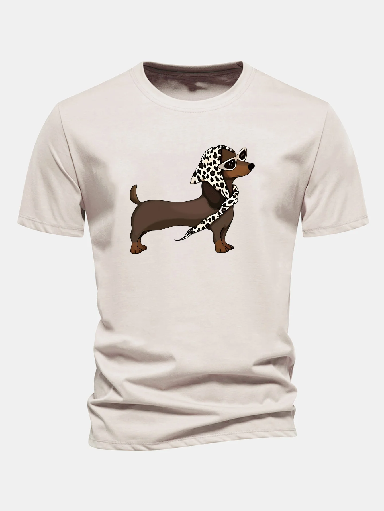 Regular Fit Headscarf Dachshund Print Cotton T-Shirt - Image 2