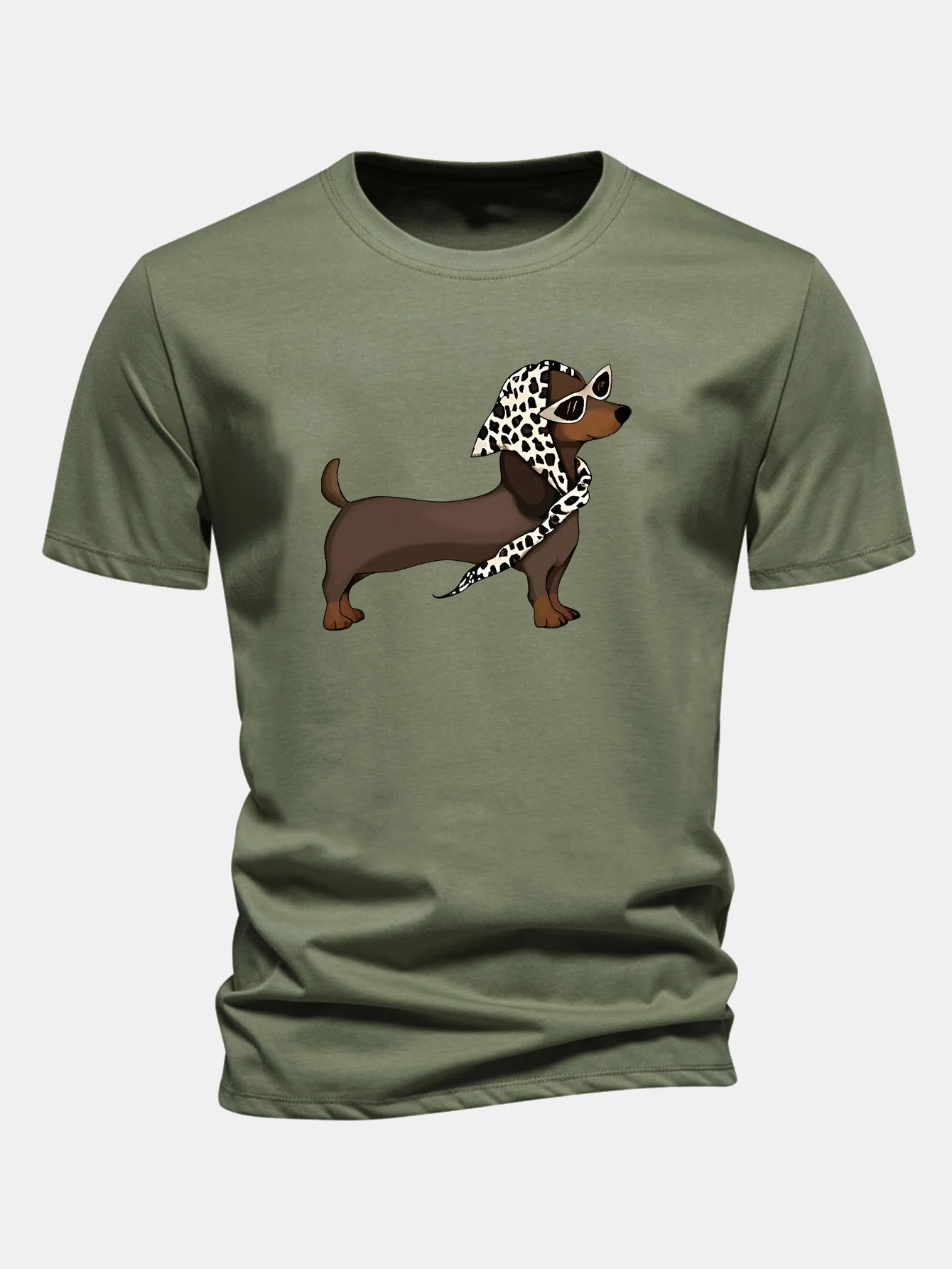 Regular Fit Headscarf Dachshund Print Cotton T-Shirt - Image 4
