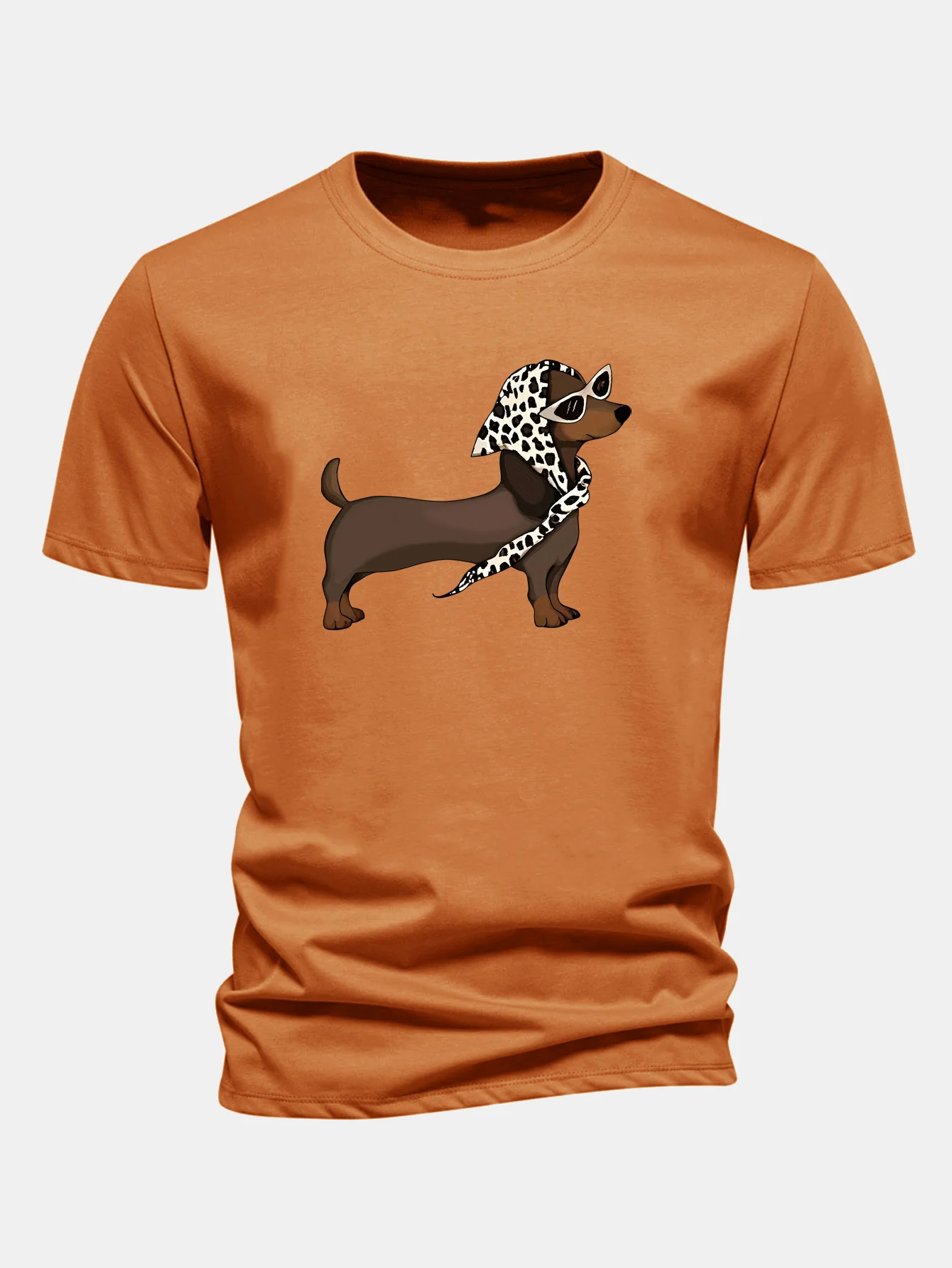 Regular Fit Headscarf Dachshund Print Cotton T-Shirt - Image 5