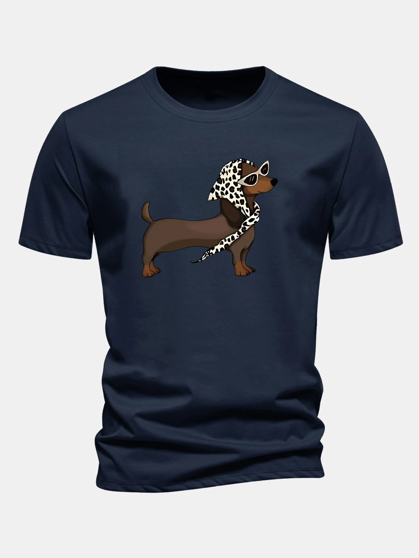 Regular Fit Headscarf Dachshund Print Cotton T-Shirt - Image 6