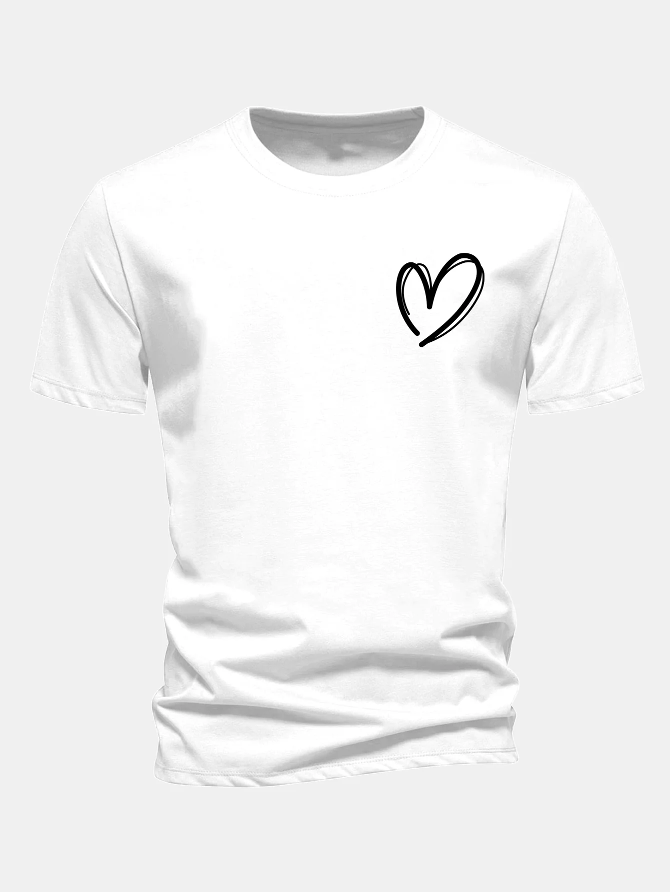 Regular Fit Heart Print Cotton T-Shirt - Image 4