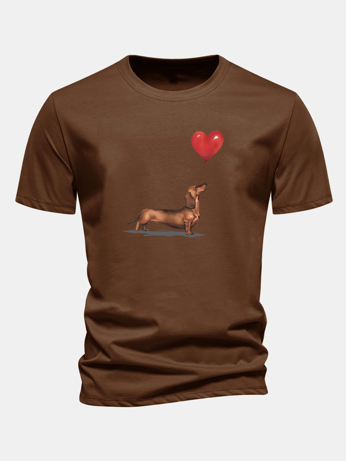 Regular Fit Heart-shaped Balloon Dachshund Print Cotton T-Shirt - Image 8