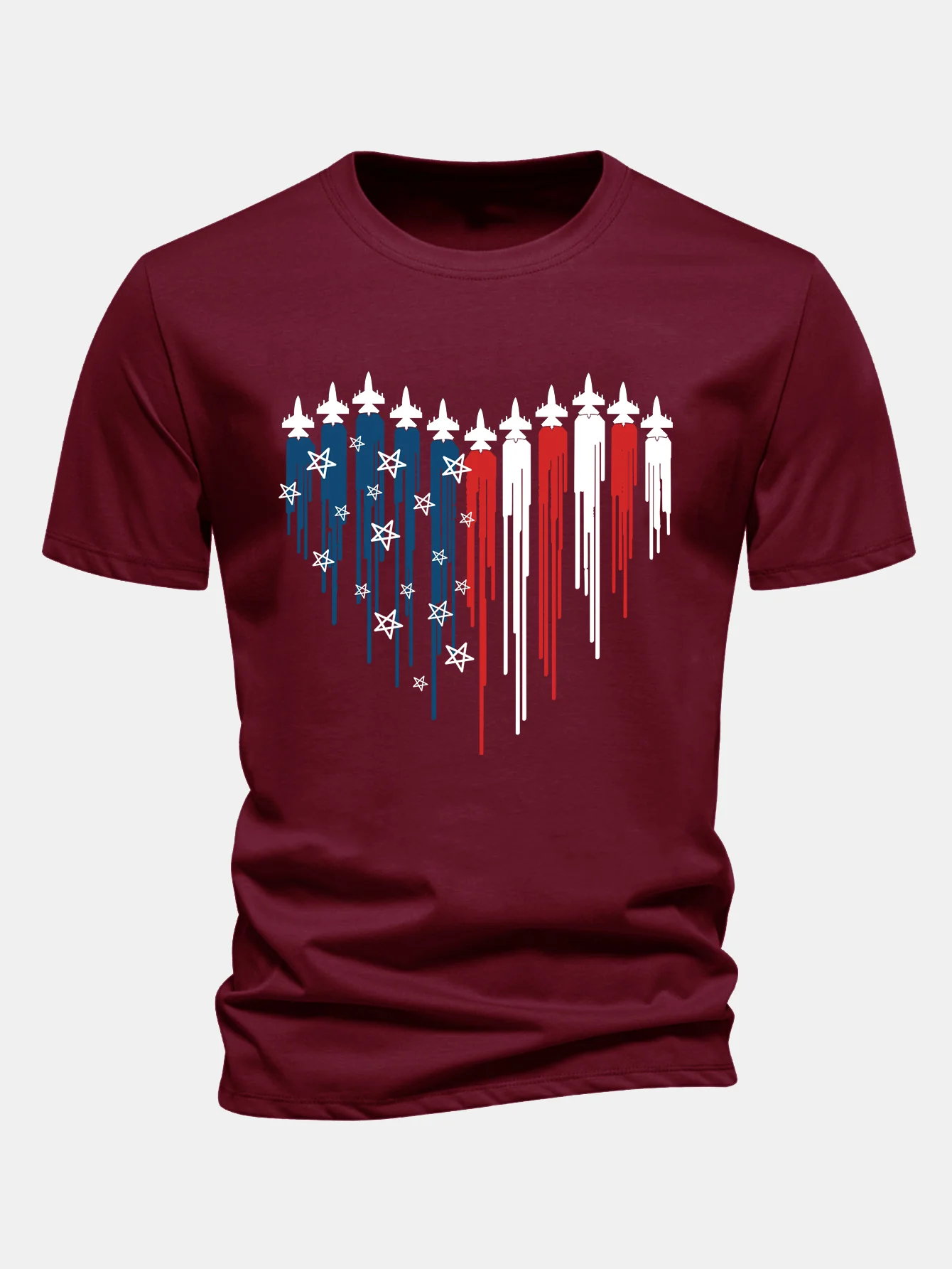 Regular Fit T-Shirt aus Baumwolle mit Herzförmigen Kampfjets und USA-Flaggen-Print - Image 10