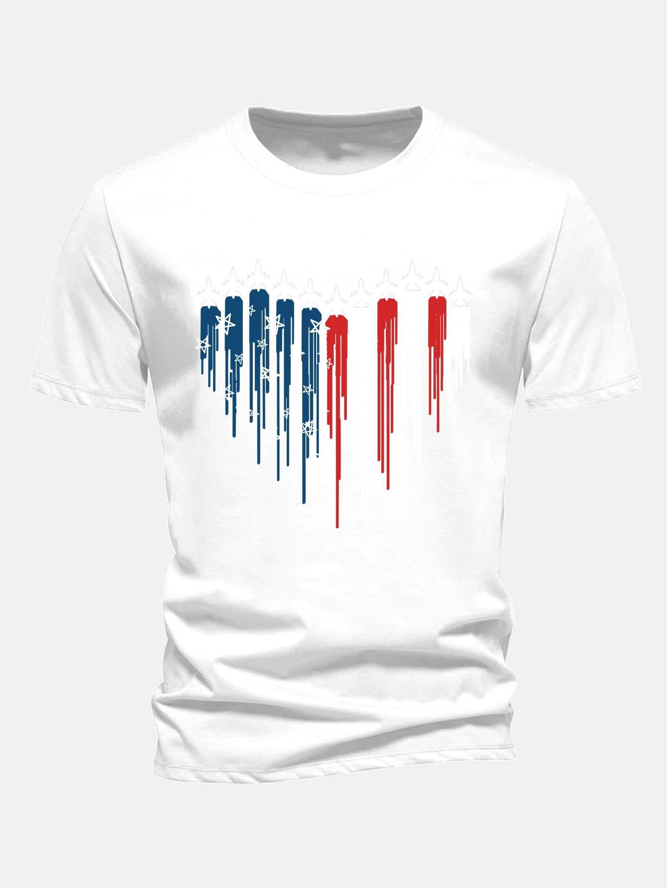 Regular Fit T-Shirt aus Baumwolle mit Herzförmigen Kampfjets und USA-Flaggen-Print - Image 2