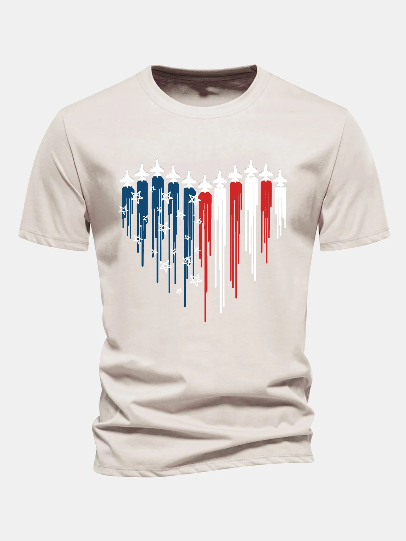 Regular Fit T-Shirt aus Baumwolle mit Herzförmigen Kampfjets und USA-Flaggen-Print - Image 3
