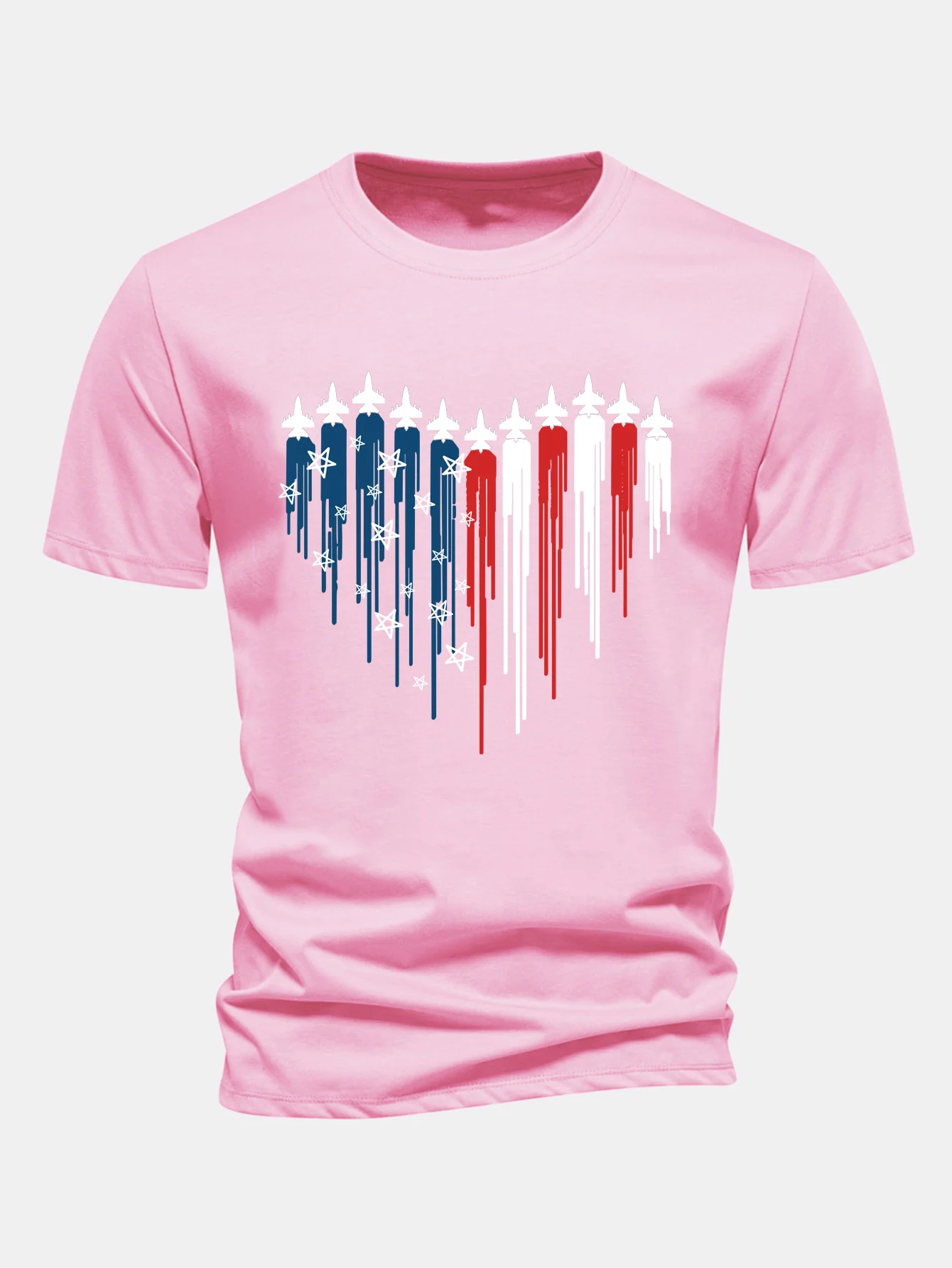 Regular Fit T-Shirt aus Baumwolle mit Herzförmigen Kampfjets und USA-Flaggen-Print - Image 4