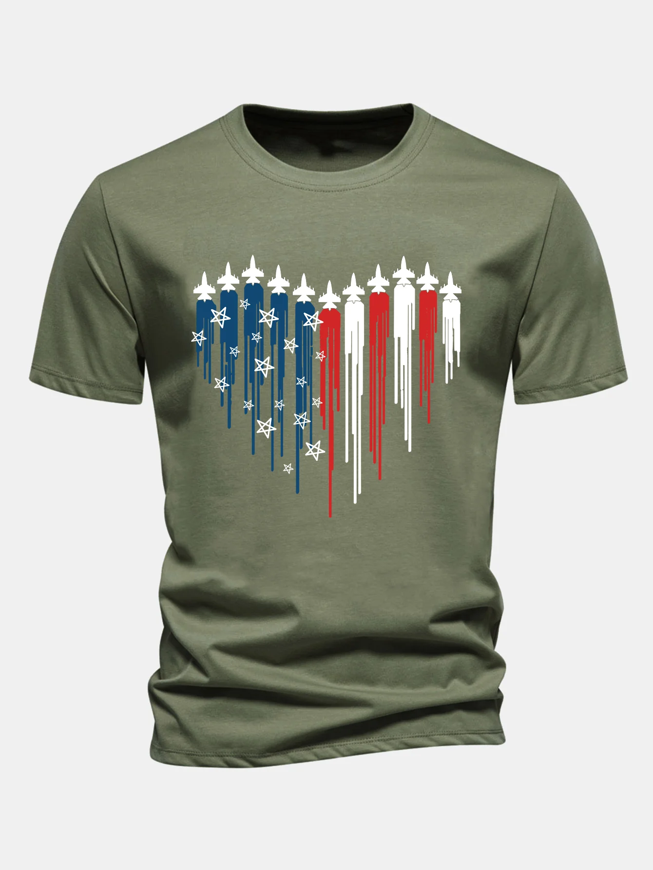 Regular Fit T-Shirt aus Baumwolle mit Herzförmigen Kampfjets und USA-Flaggen-Print - Image 5