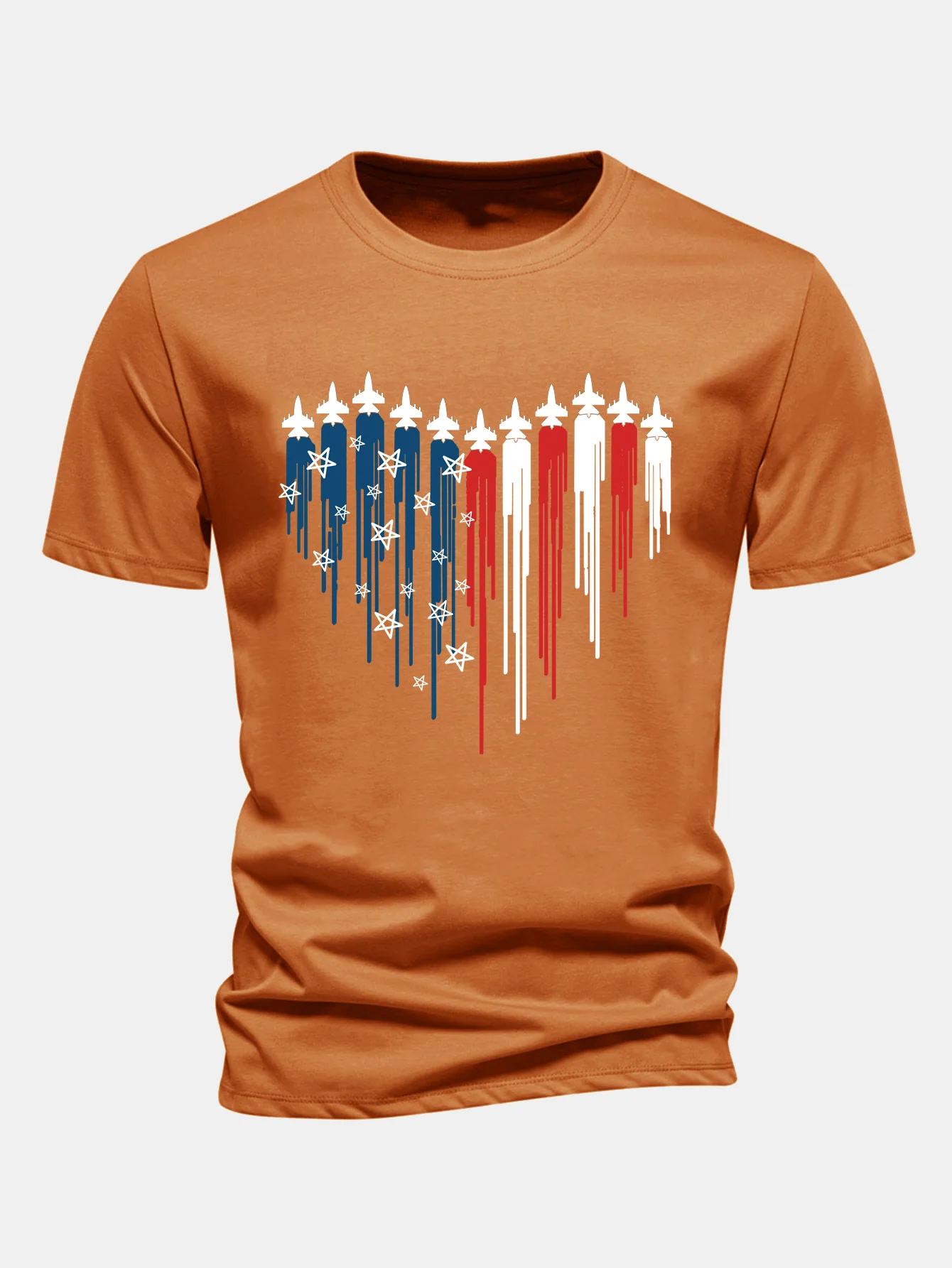 Regular Fit T-Shirt aus Baumwolle mit Herzförmigen Kampfjets und USA-Flaggen-Print - Image 6