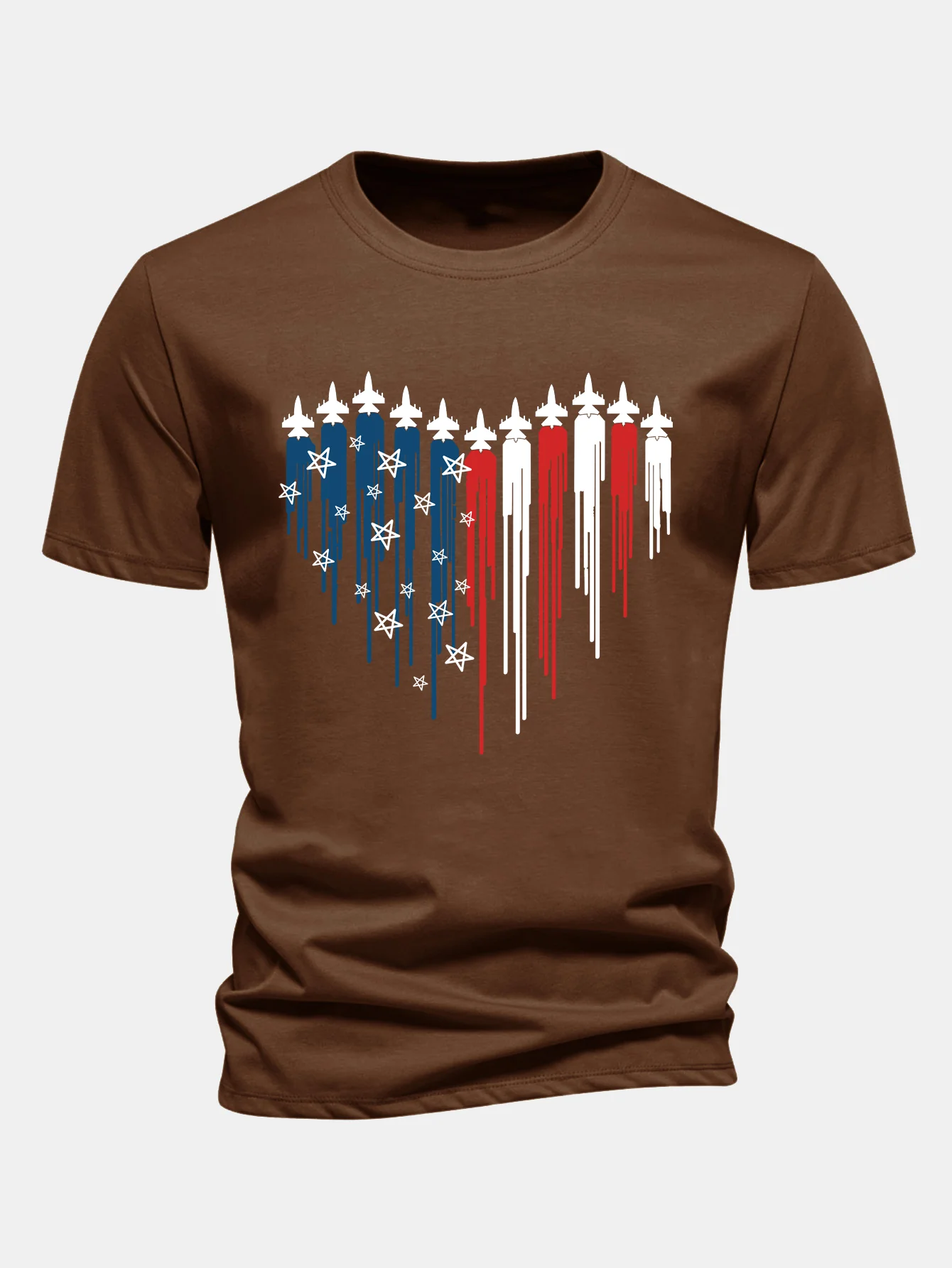 Regular Fit T-Shirt aus Baumwolle mit Herzförmigen Kampfjets und USA-Flaggen-Print - Image 8