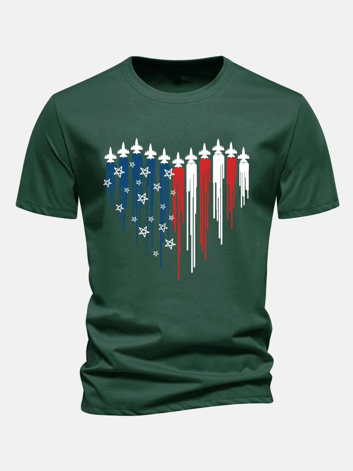 Regular Fit T-Shirt aus Baumwolle mit Herzförmigen Kampfjets und USA-Flaggen-Print - Image 9