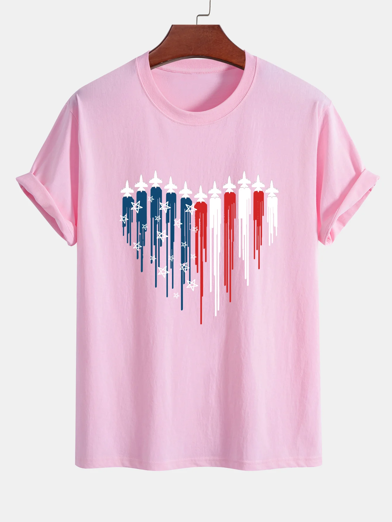 Regular Fit T-Shirt aus Baumwolle mit Herzförmigen Kampfjets und USA-Flaggen-Print - Image 10